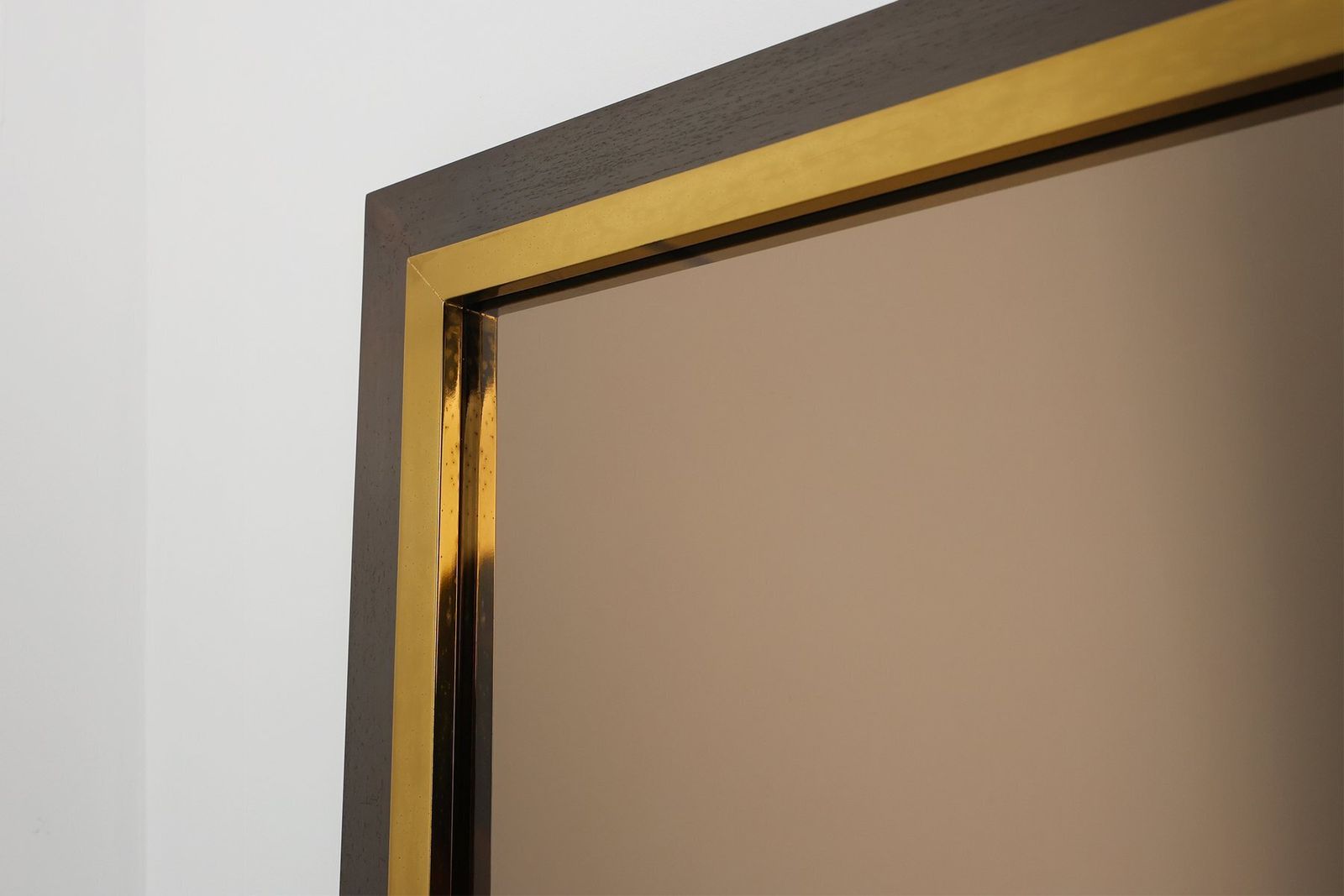 Mid Century Belgian Mirror In Copper And Fumé Glass From Belgo Chrome, 1980s photo vintage