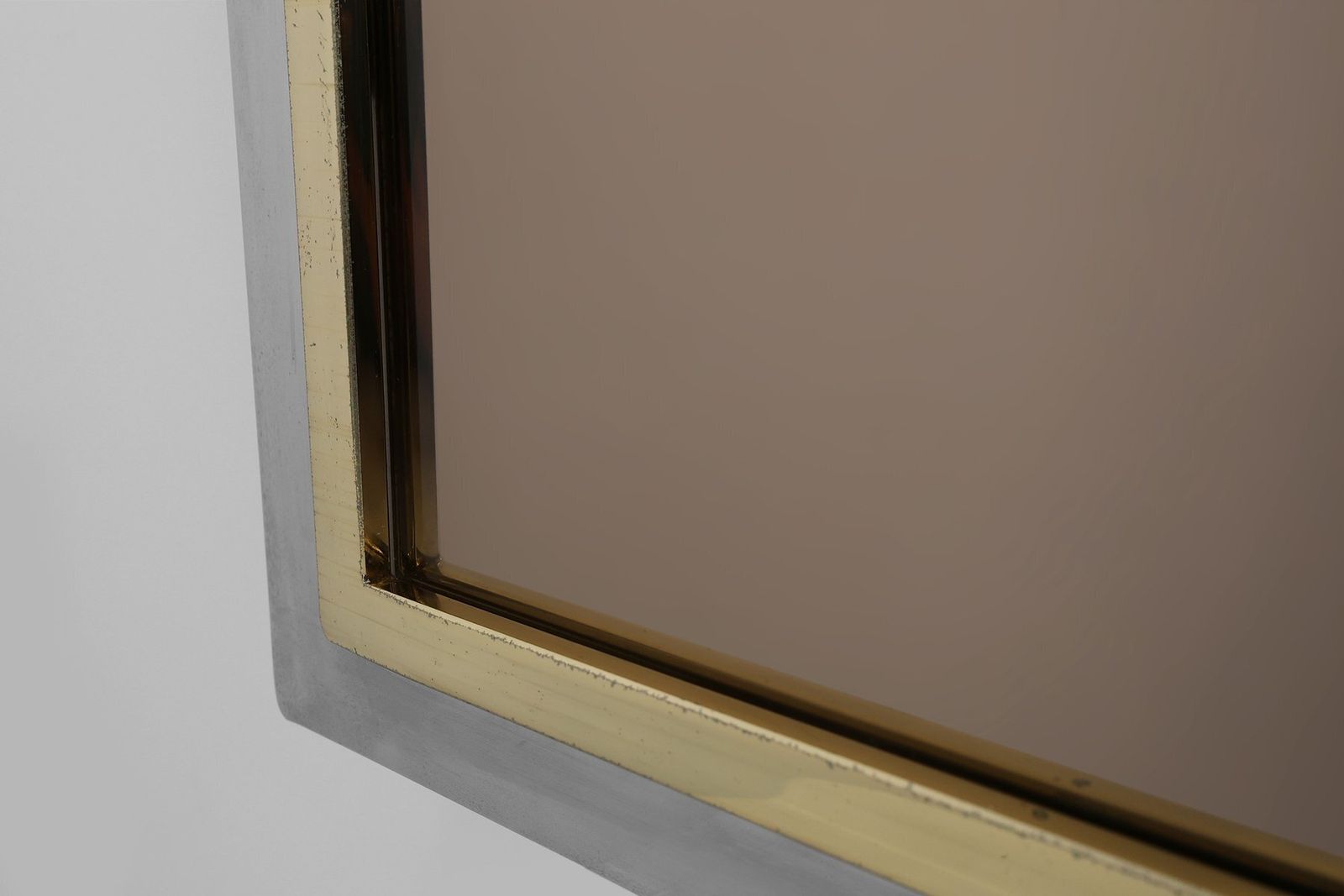 Large Mid Century Mirror In Metal And Fumé Glass From Belgo Chrome, Belgium, 1980s photo 1041.0
