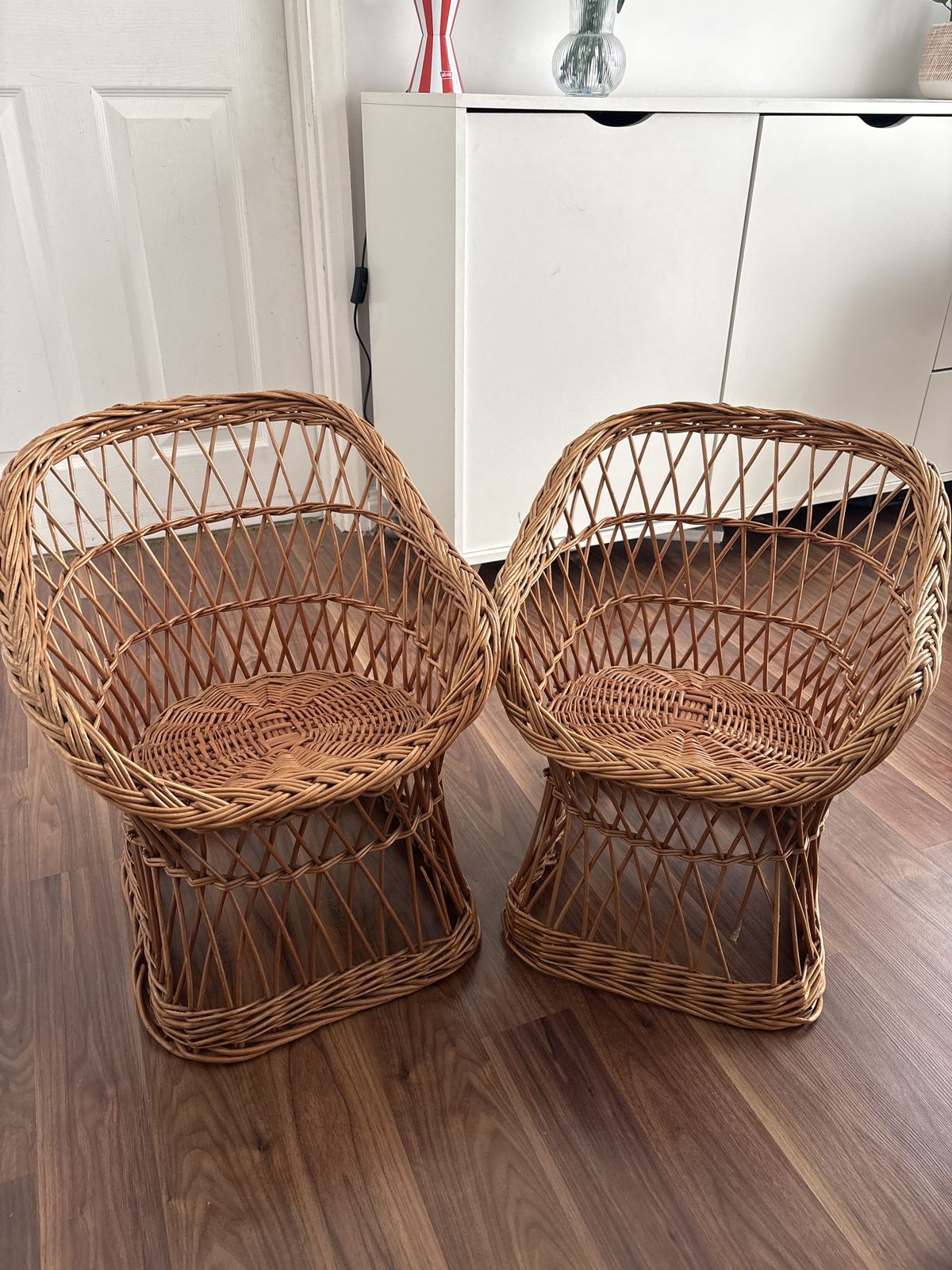 Pair Of Children’s Wicker Chairs 1980s