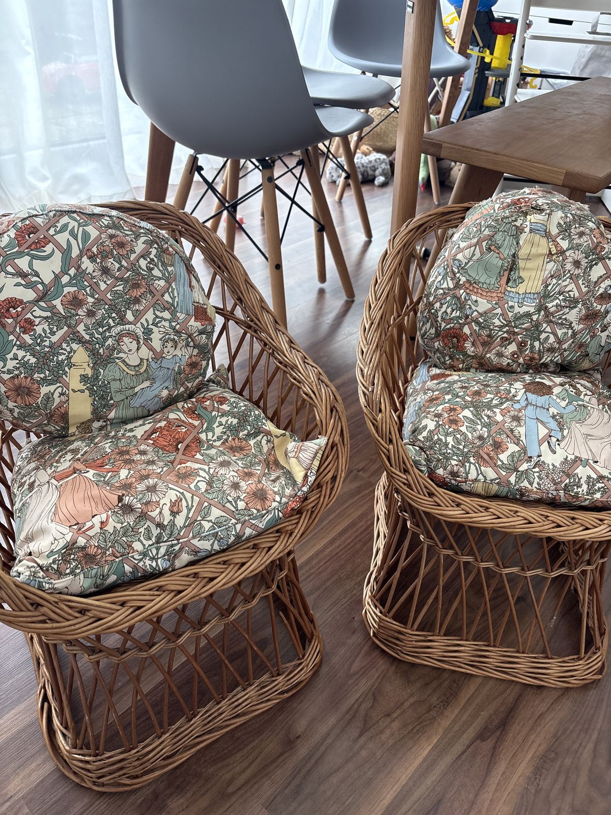 photo for sale Pair Of Children’s Wicker Chairs 1980s
