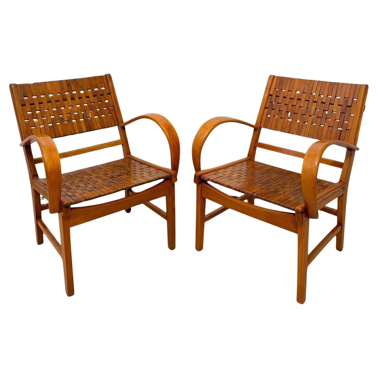 Pair Of Armchairs, By ‘Gelenka’, Solid Beech Wood, Germany Circa 1950