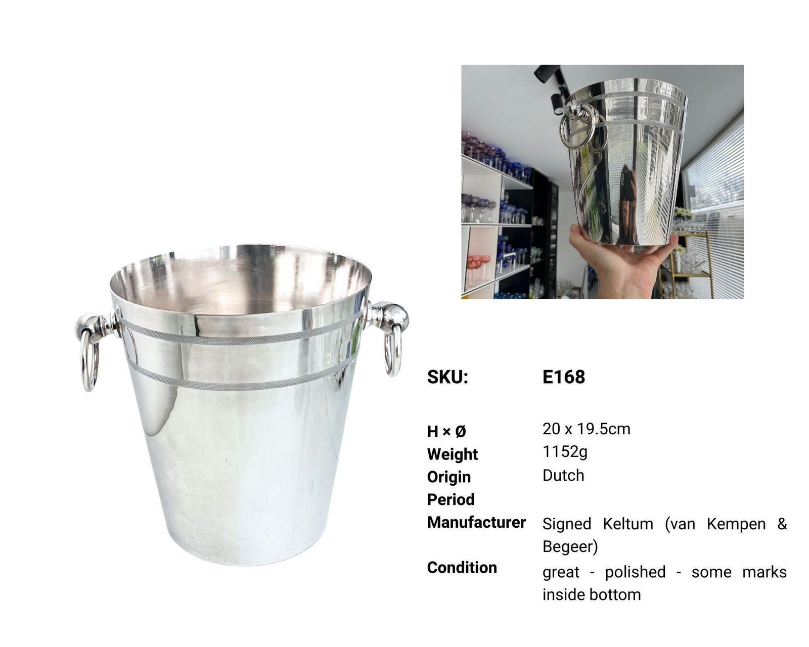 Vintage Champagne Koeler Keltum | 1 Stuk | Verzilverd Barware photo vinterior