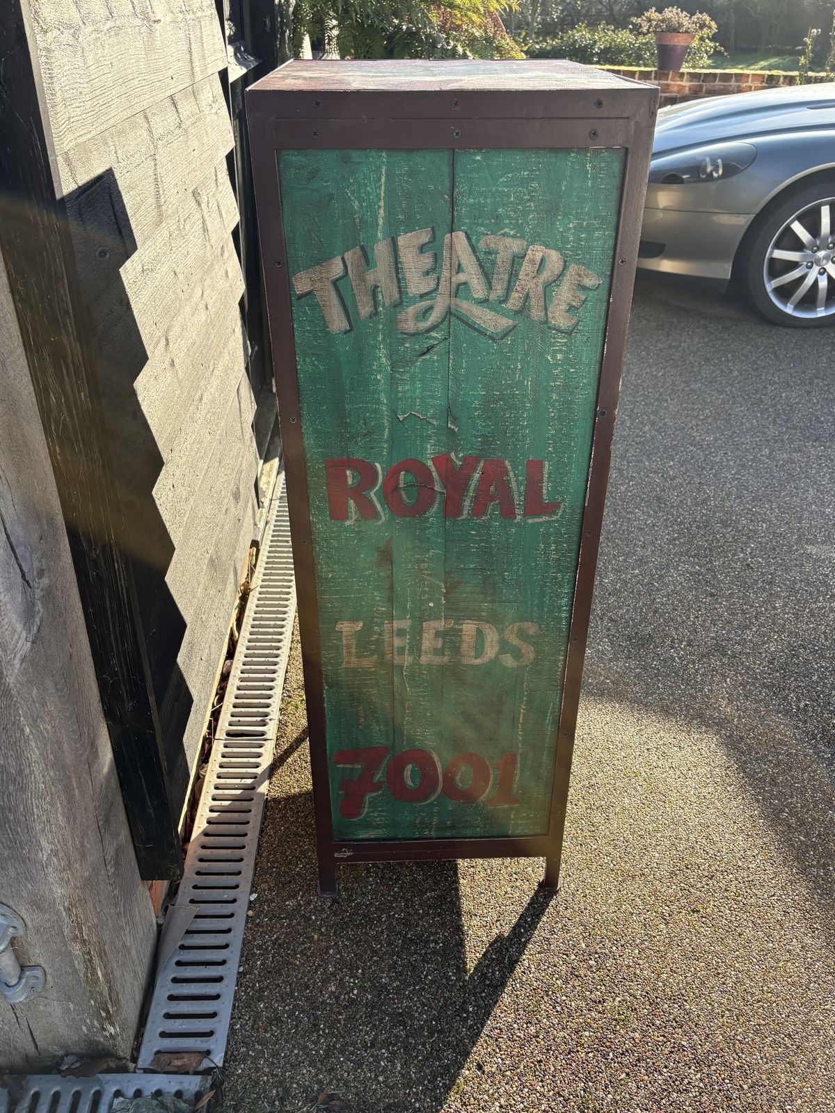 photo furniture Metal Framed, Wooden Chest Of Drawers Featuring A Leeds Thestre Royal/Popular Drinks Vintage Design