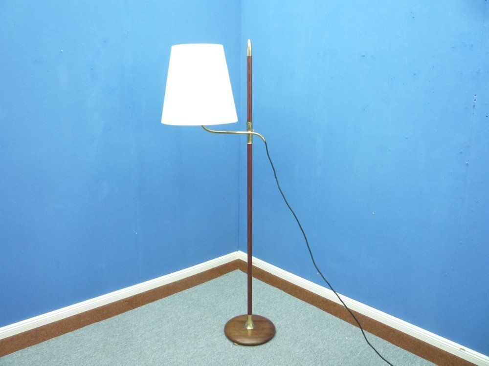 Floor Lamp In Brass And Teak By Florian Schulz, 1950s