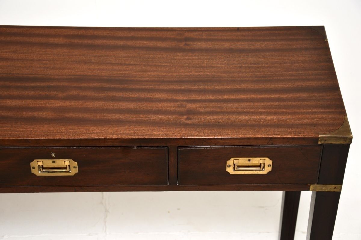 Antique Military Campaign Style Mahogany And Brass Console Table photo vinterior