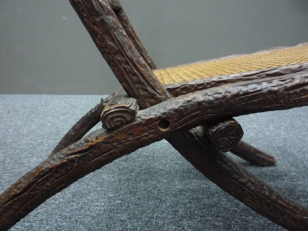 photo furniture Antique And Hand Carved Folding Chair, 1900s