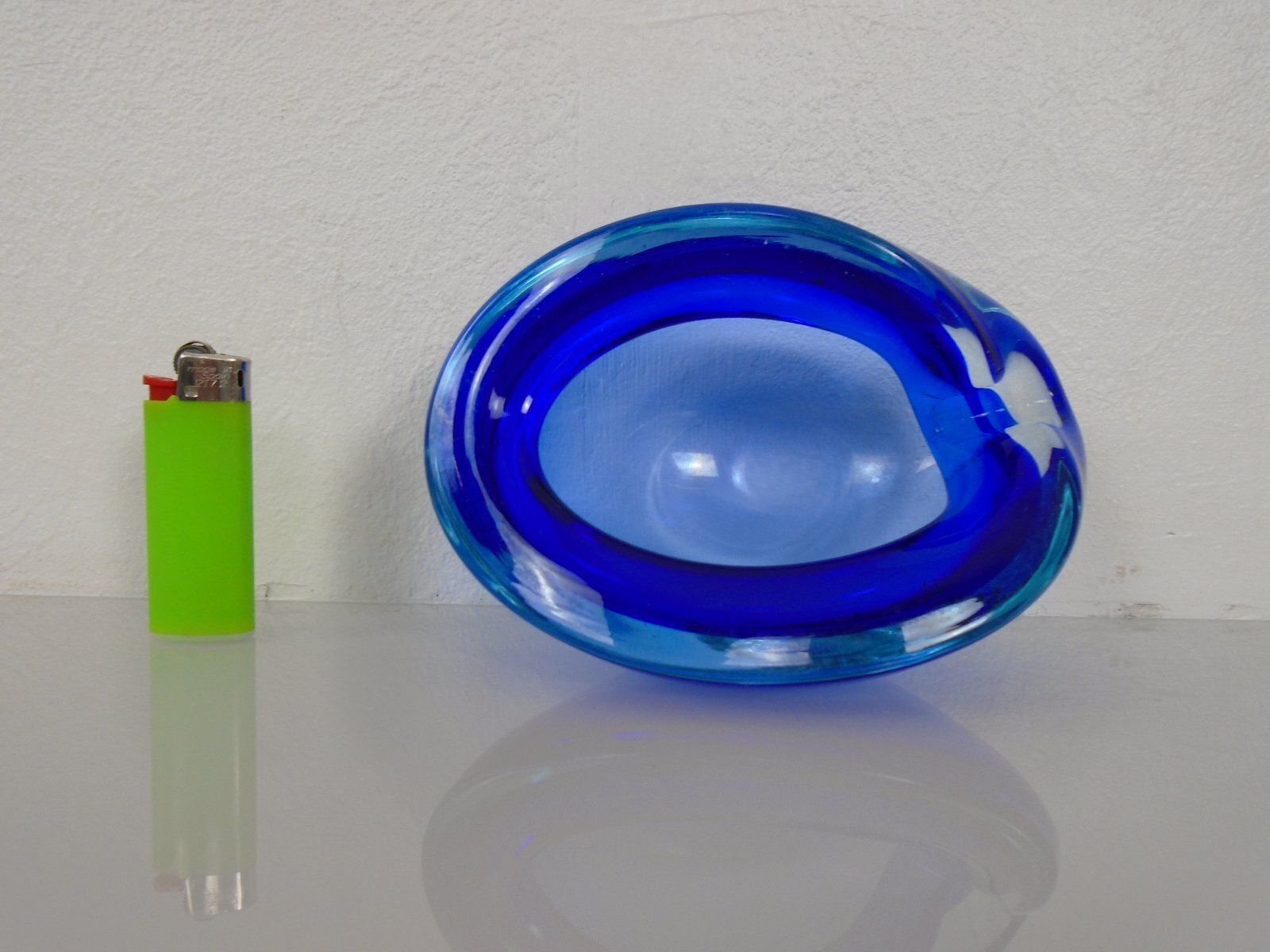 photo furniture Blue Sommerso Murano Glass Ashtray, Italy, 1960s