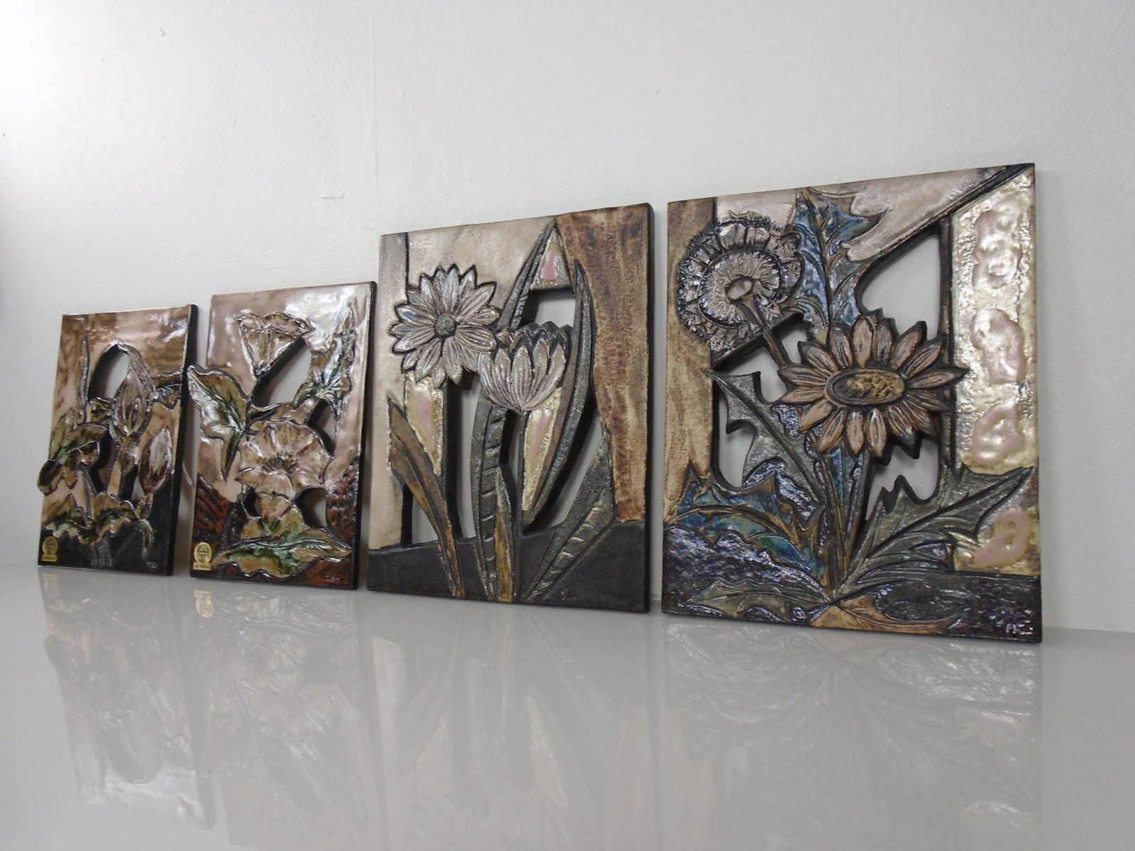 Ceramic Wall Plaques From Ruscha, Germany, 1960s, Set Of 4 photo for sale