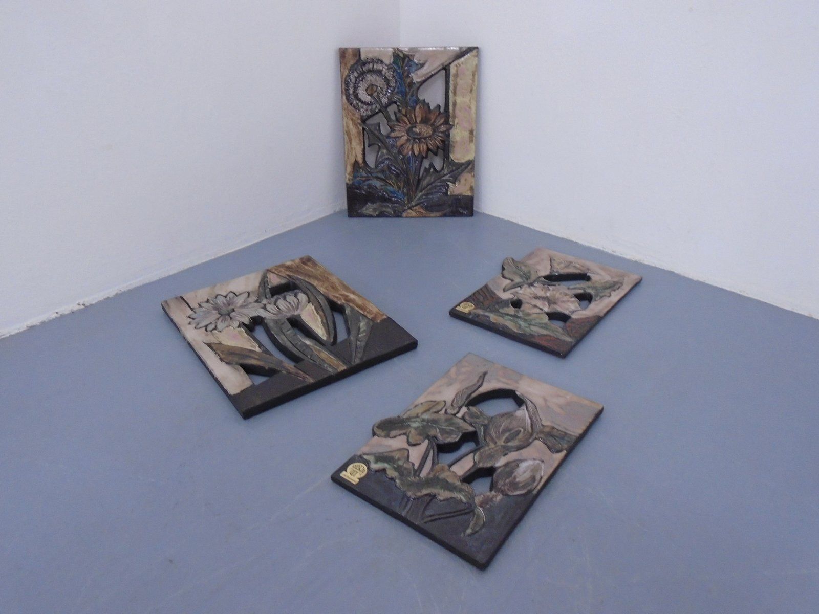 Ceramic Wall Plaques From Ruscha, Germany, 1960s, Set Of 4 photo Art