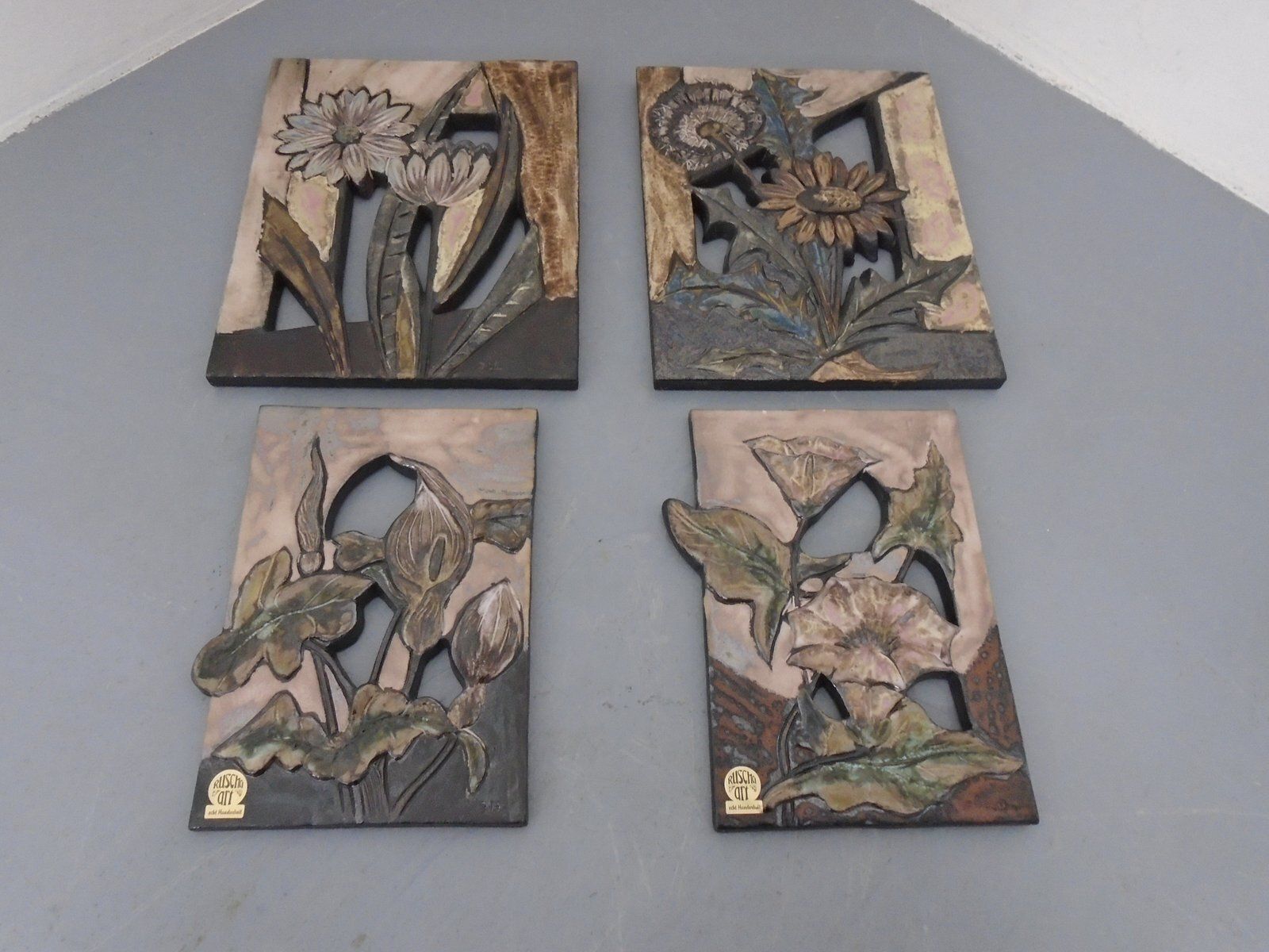 Ceramic Wall Plaques From Ruscha, Germany, 1960s, Set Of 4 photo 347.0