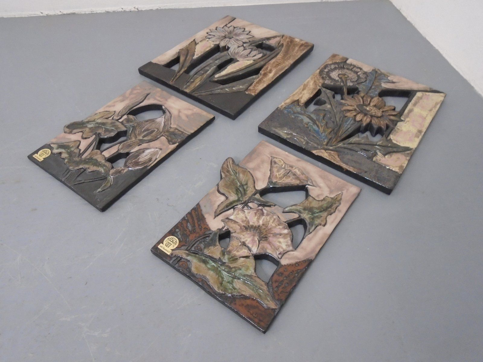 Ceramic Wall Plaques From Ruscha, Germany, 1960s, Set Of 4 photo vinterior
