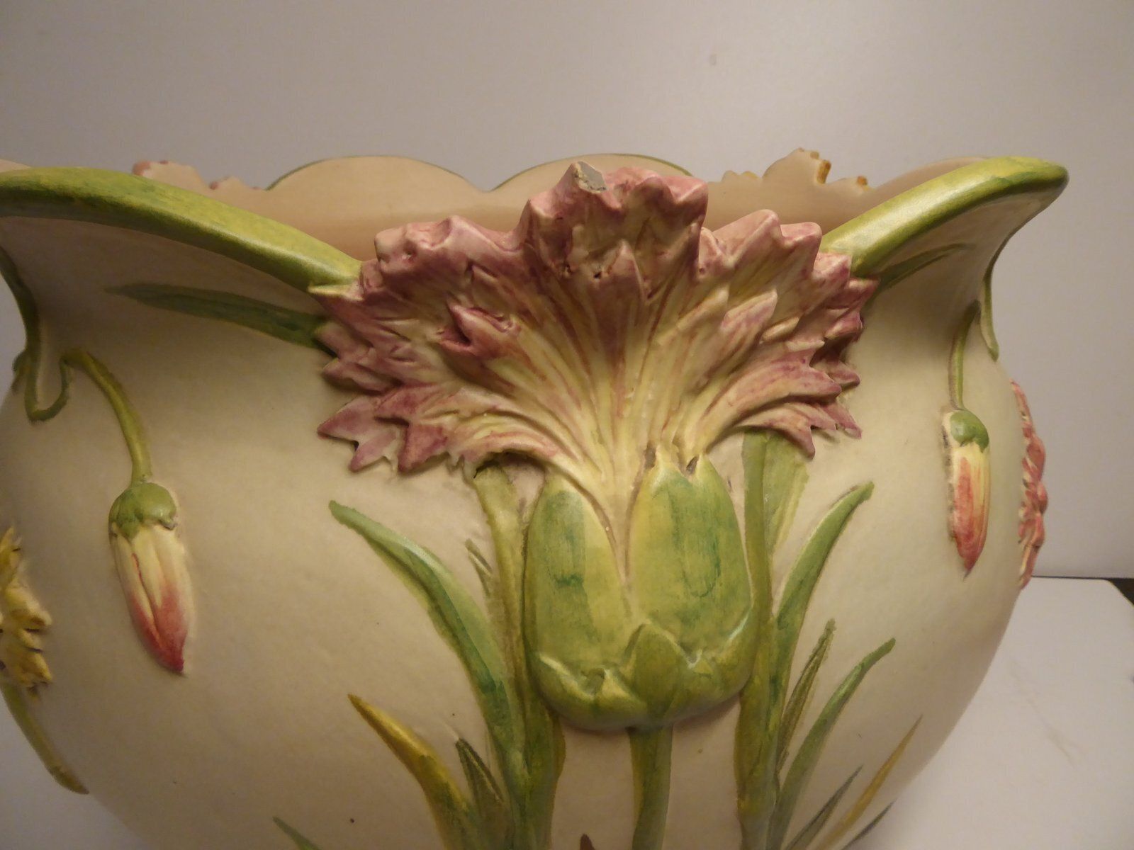 Art Nouveau Cachepot Sur Colonne Planter On Display By Jean Massier For Vallauris, Set Of 2 photo Home Decor