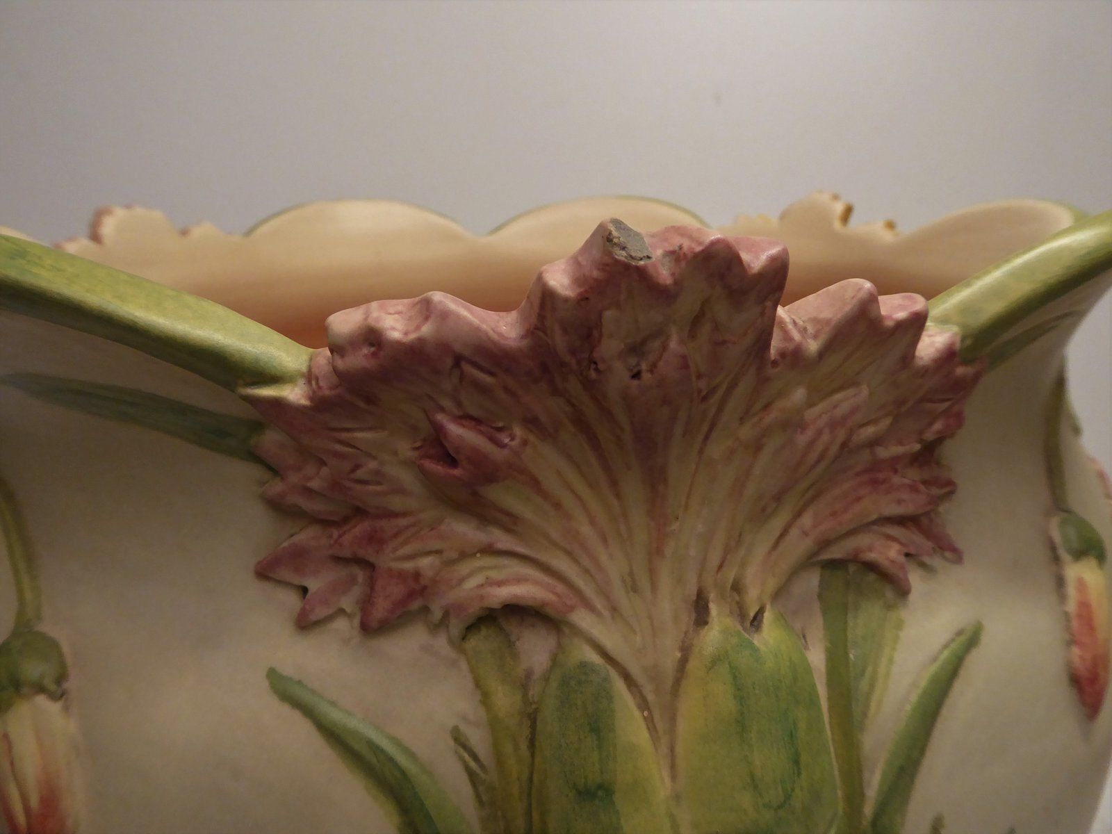 Art Nouveau Cachepot Sur Colonne Planter On Display By Jean Massier For Vallauris, Set Of 2 photo vintage