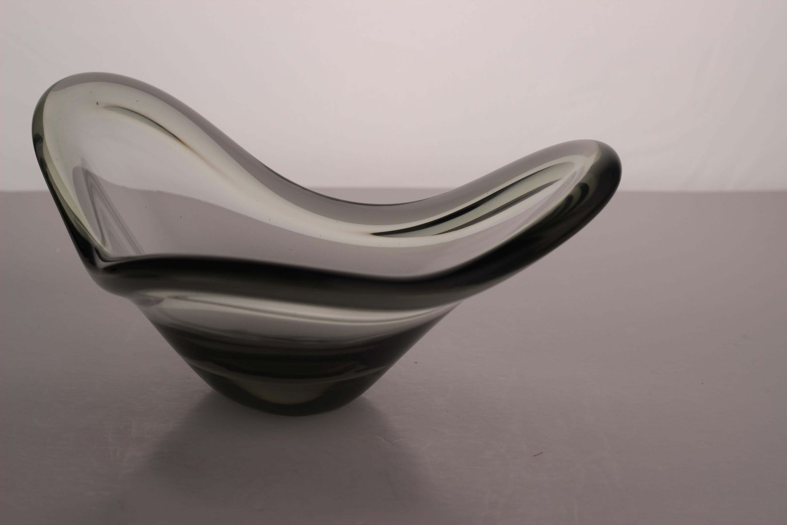 Scandinavian Modern Smoke Grey Glass Bowl, Per Lütken “Fionia” For Holmegaard photo for sale