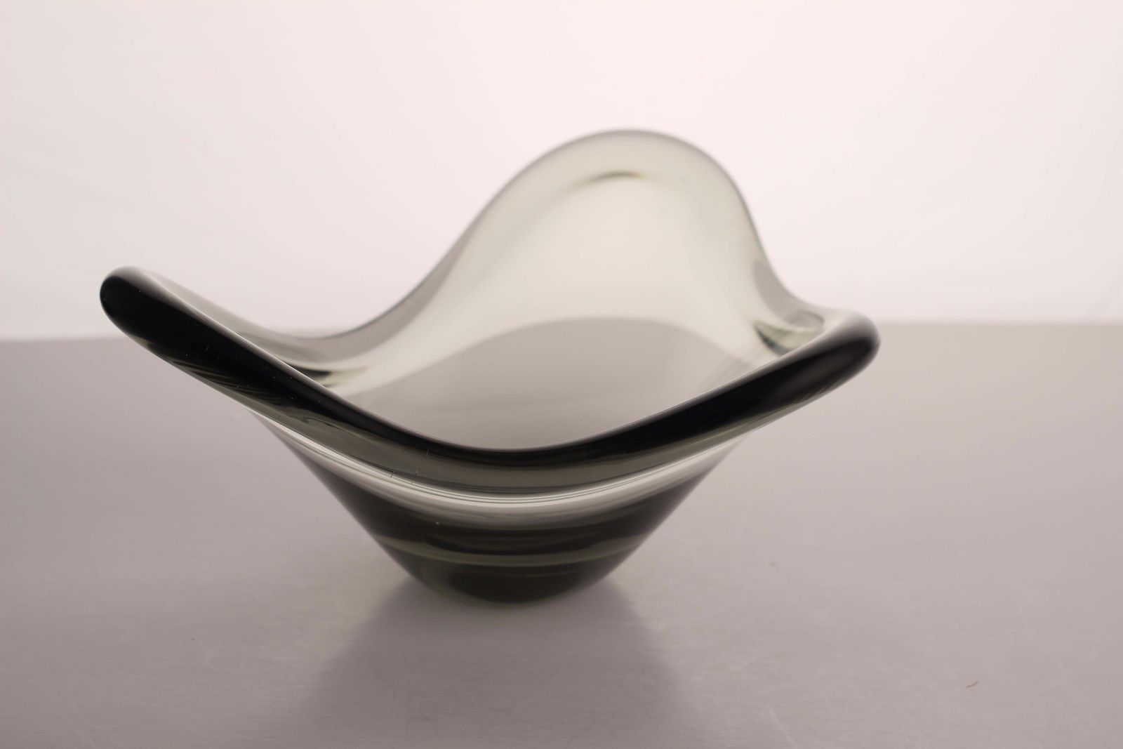 photo buy Scandinavian Modern Smoke Grey Glass Bowl, Per Lütken “Fionia” For Holmegaard
