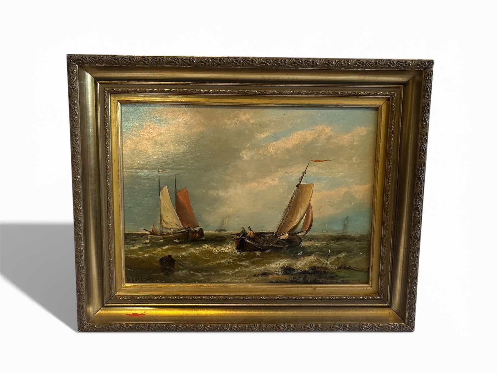 Oil Seascape Of Sailboats By George Callow (1829 1875)