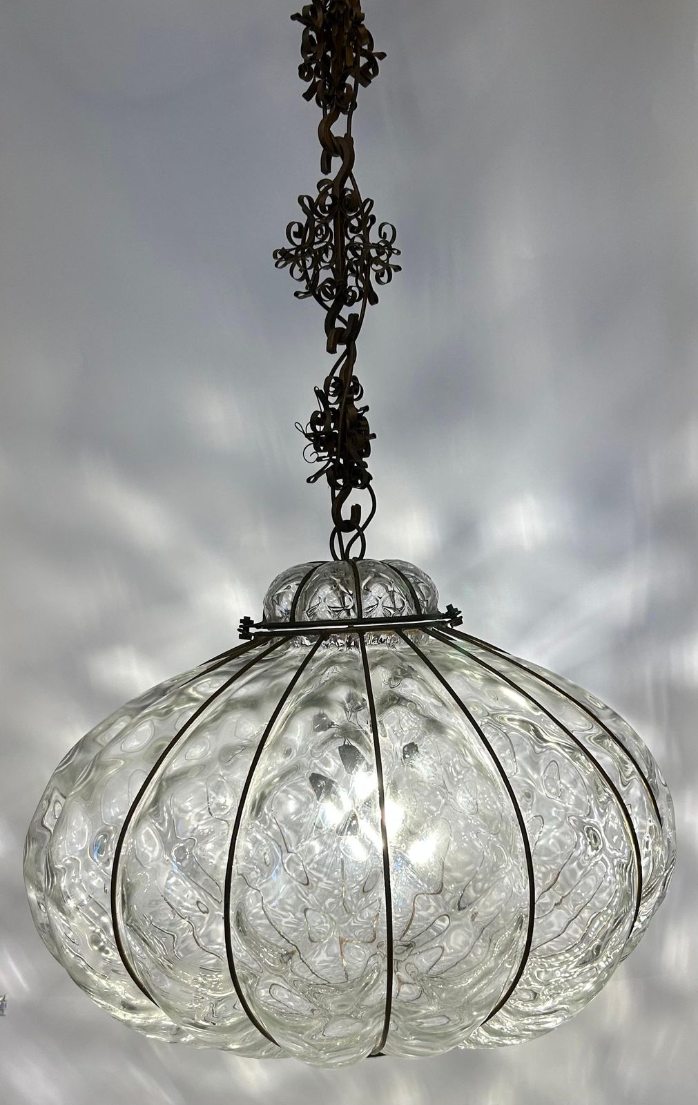Pair Of Fabulous Venetian Lanterns, Murano Glass, 1980's photo Furniture