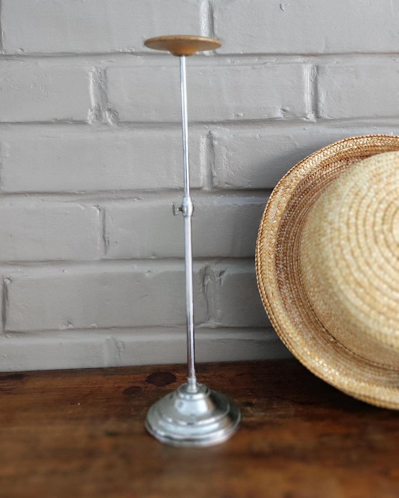 Antique French Adjustable Chrome Hat Display Stand, Vn Siegel Paris photo furniture