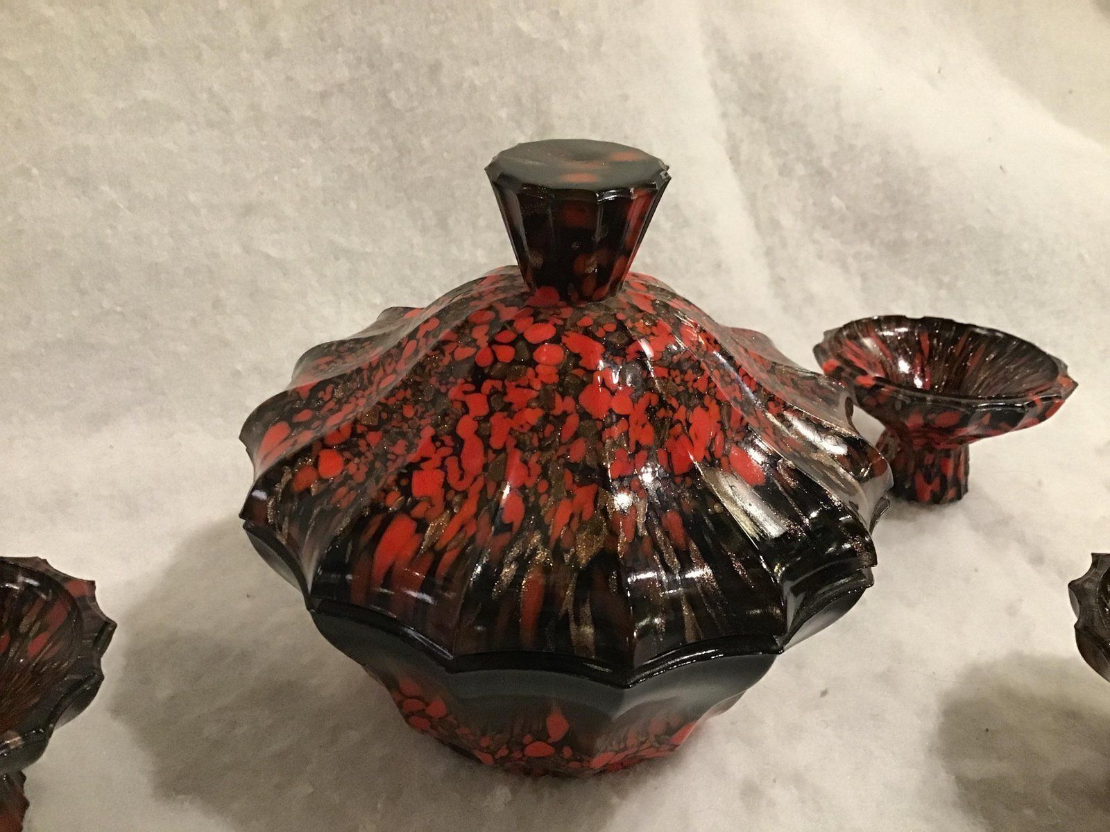 Murano Glasses And Carafe With Lid, 1940s, Set Of 6 photo for sale