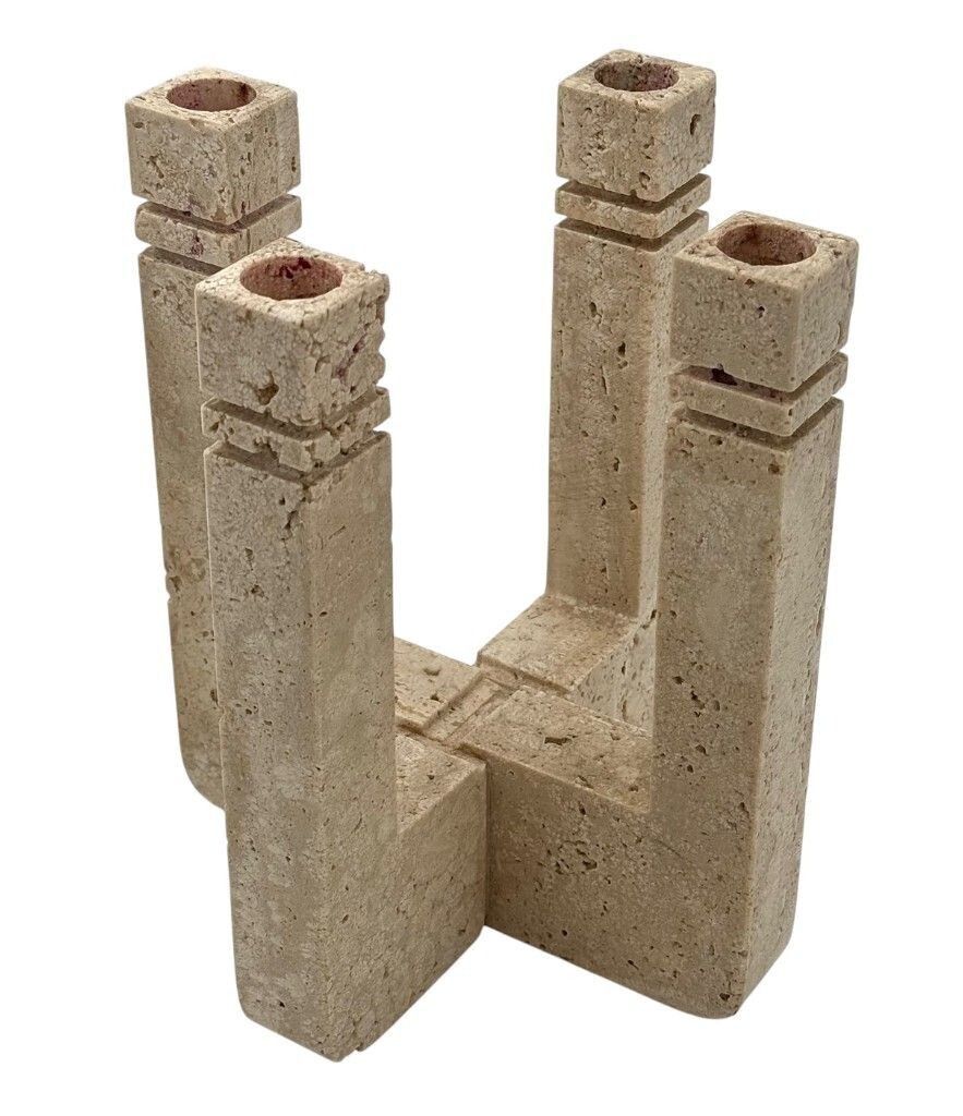 photo furniture An Italian 1970s Travertine Candle Holder By Fratelli Mannelli