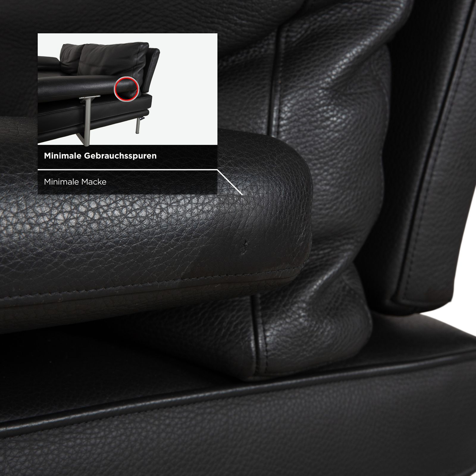 Walter Knoll Living Platform Leather Two Seater Black Sofa Manual Function photo vintage