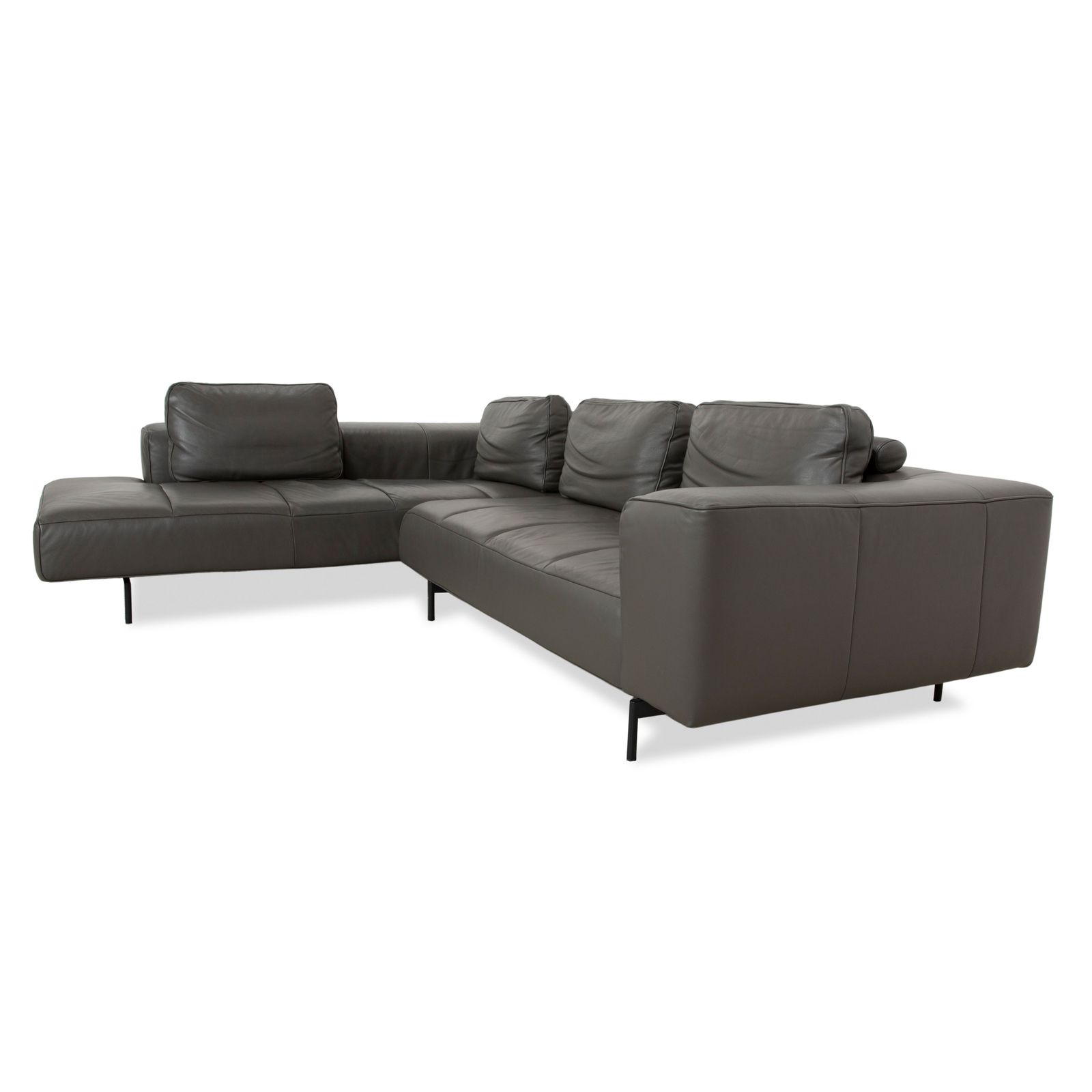 Canapé d'angle BoConcept Amsterdam en cuir gris foncé photo vinterior