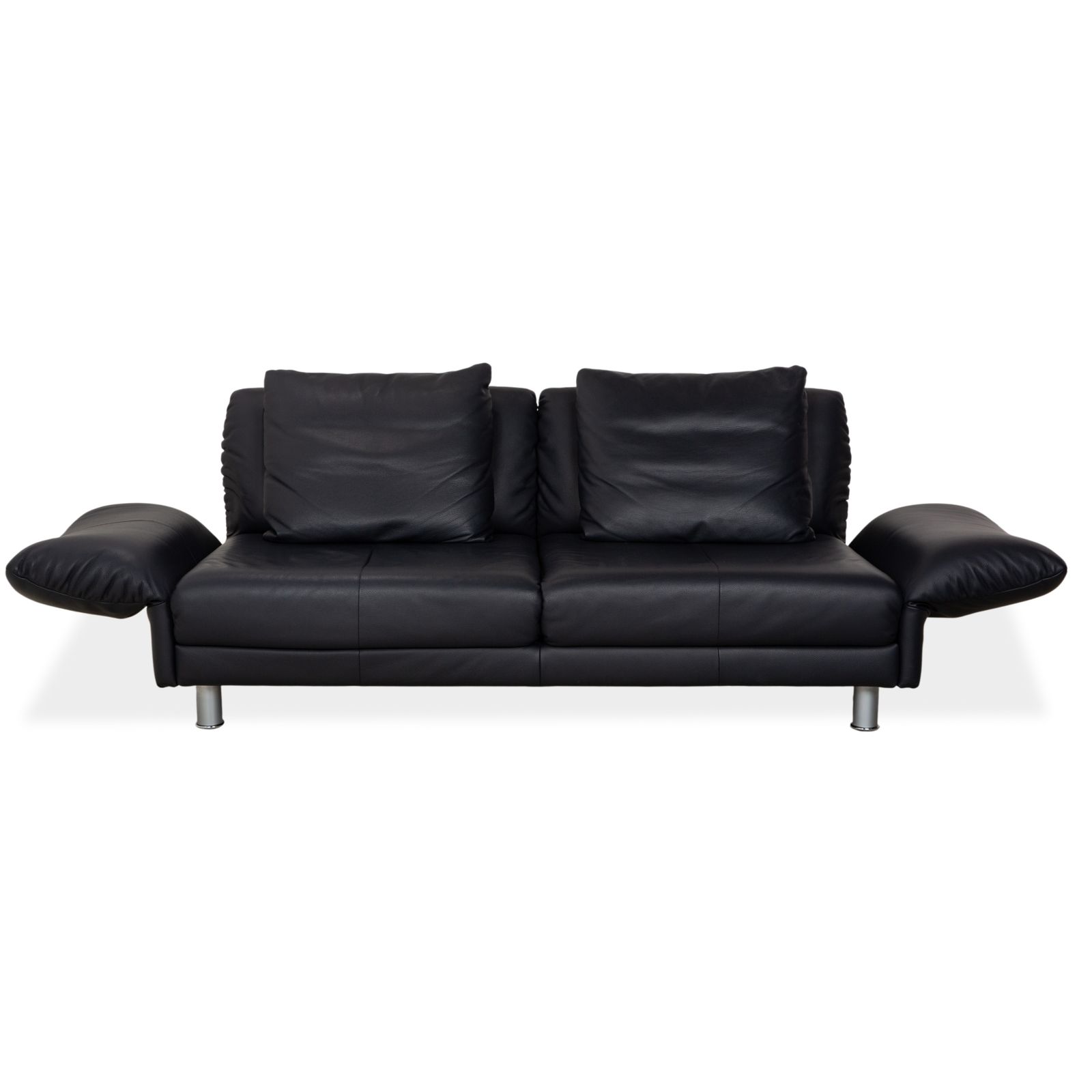 Rolf Benz 510 Leren Driezitsbank Donkerblauw Manuele Functie