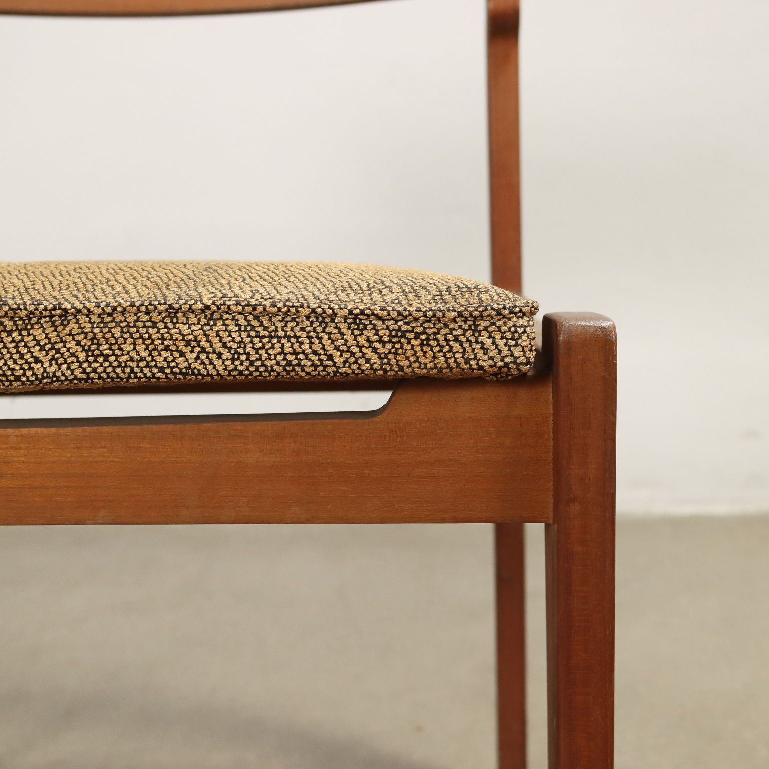 Pair Of Vintage 1950s Chairs Wooden Structure Cloth Seat Furnishing photo buy