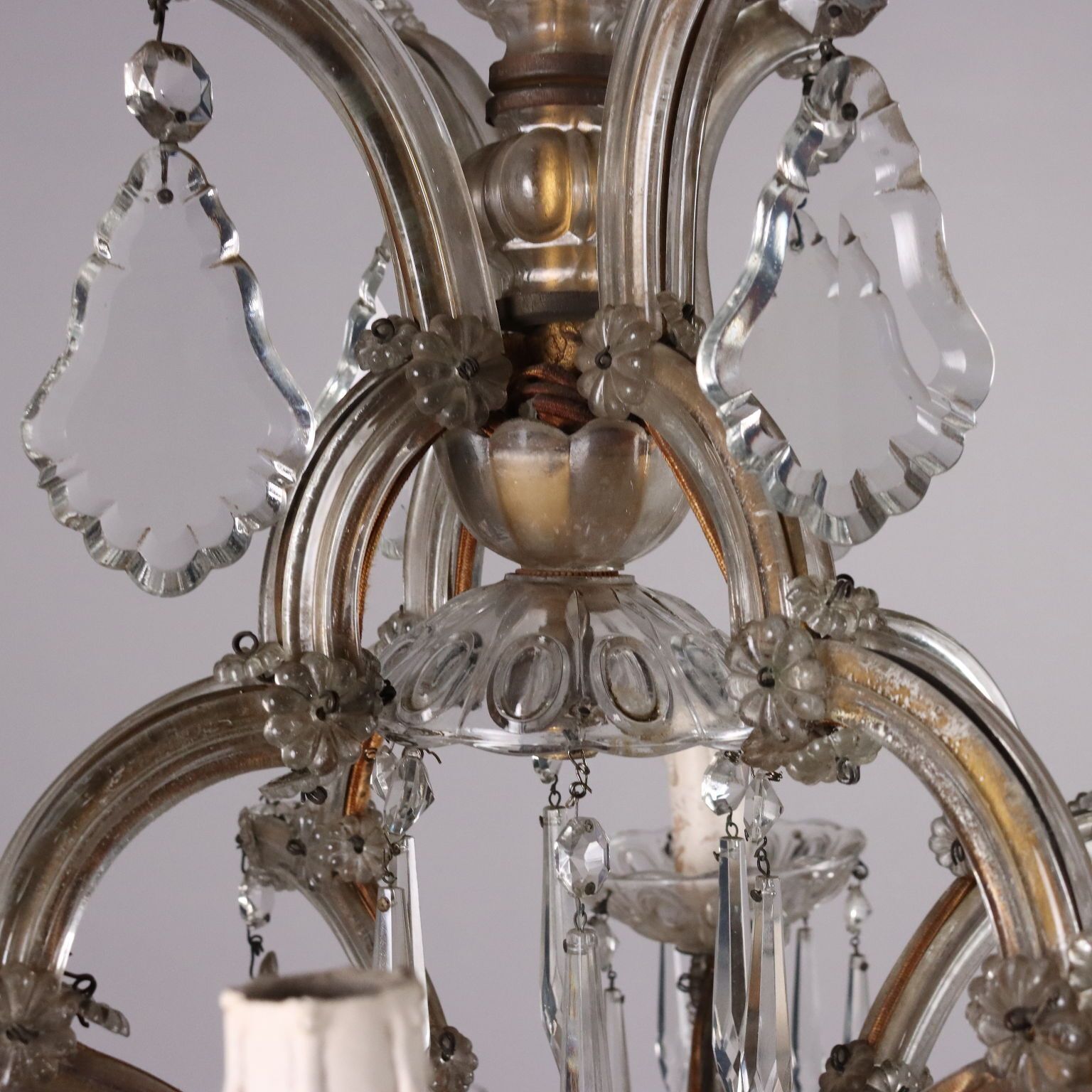 photo furniture Antique 12 Light Chandelier Maria Theresa Style Glass XX Century