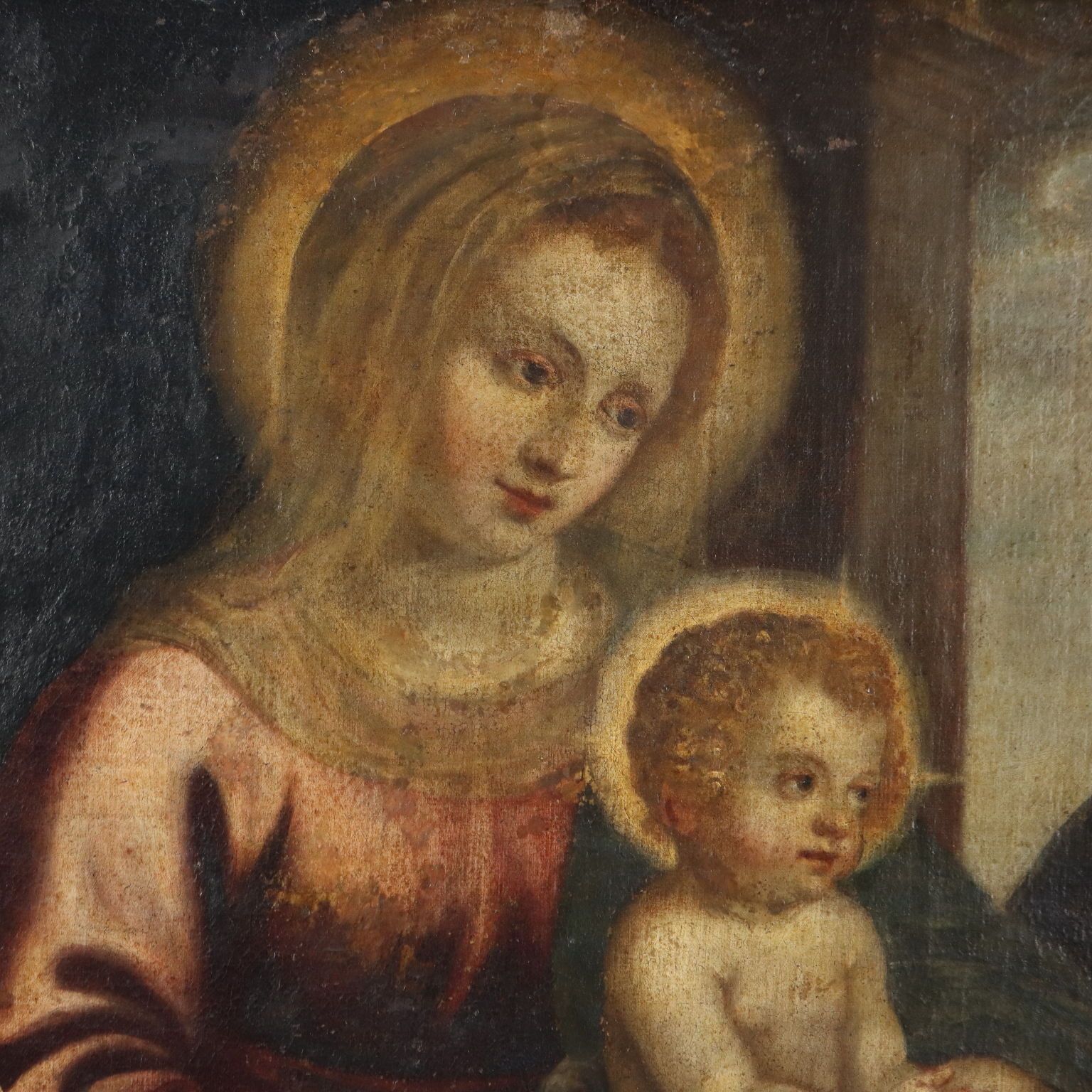 Antique Painting Religious Subject Oil On Canvas XVII Century photo for sale