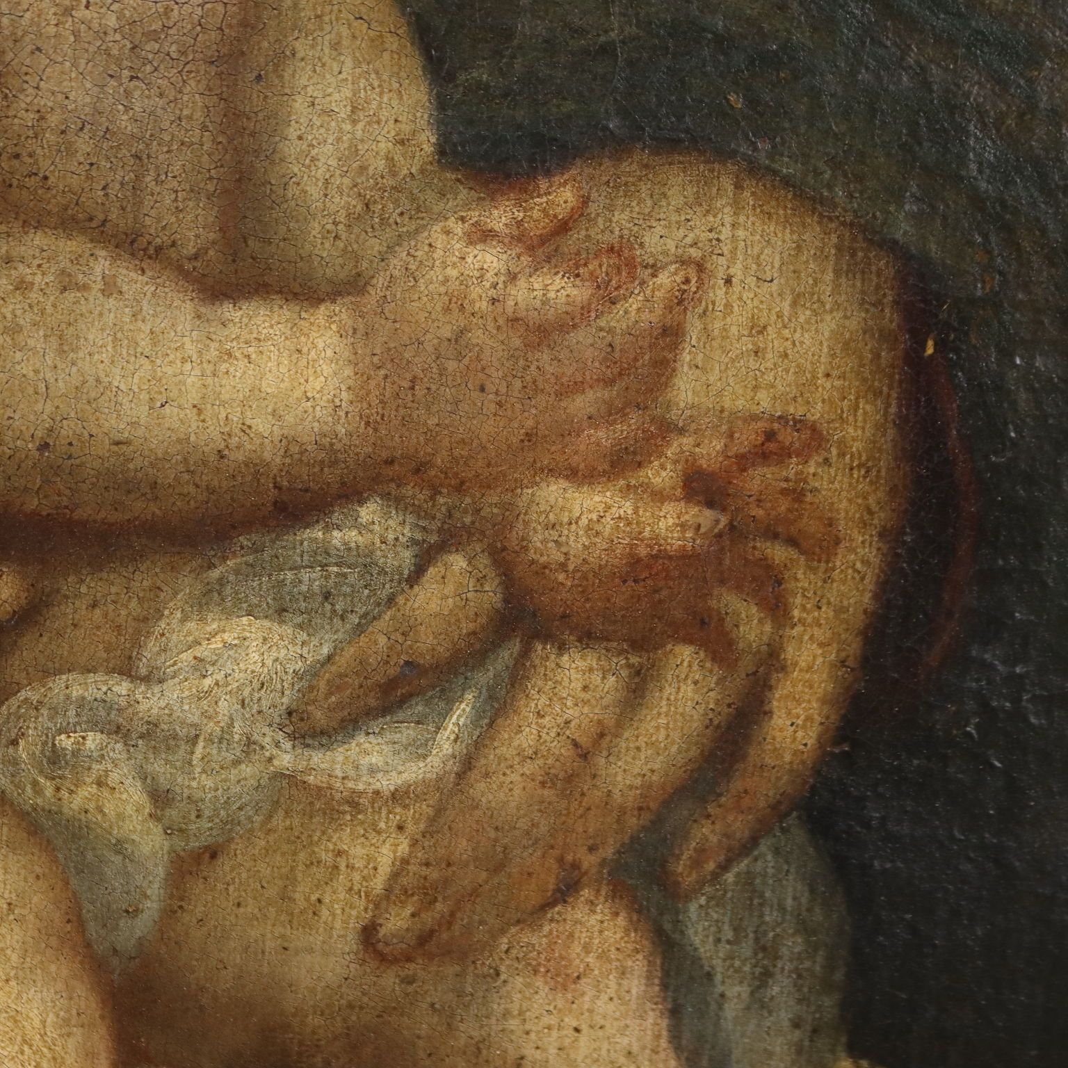 Antique Painting Religious Subject Oil On Canvas XVII Century photo vintage