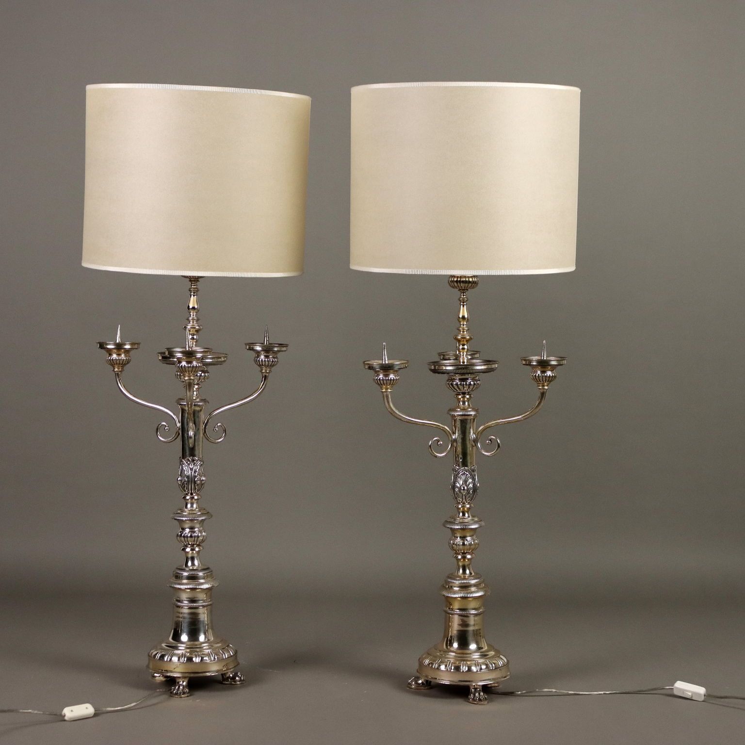 Antique Candelabra Sheeth Metal Italy XX Century photo for sale