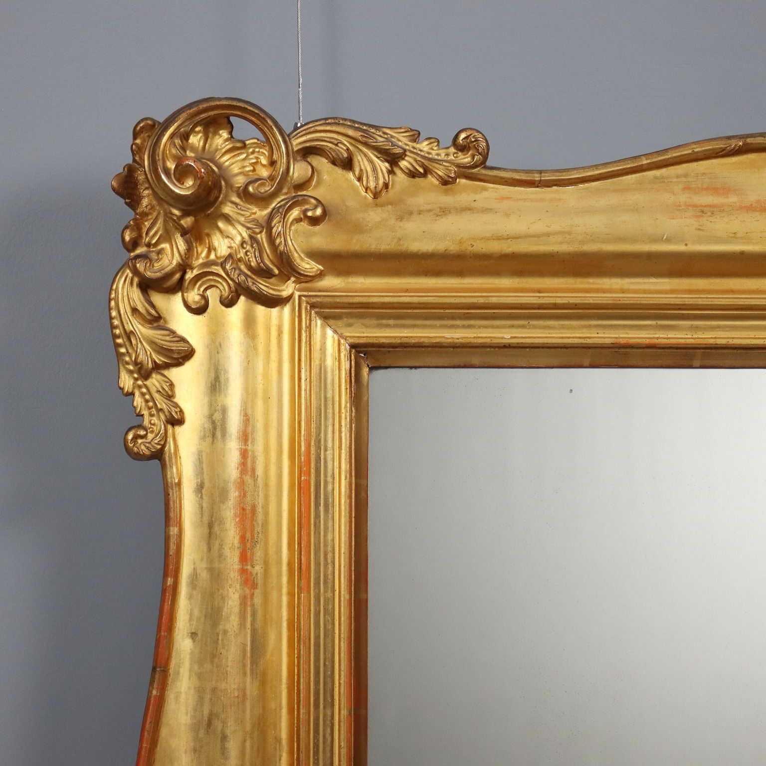 Antique Mirror Carved Gilded Wood Italy Late XIX Century photo for sale