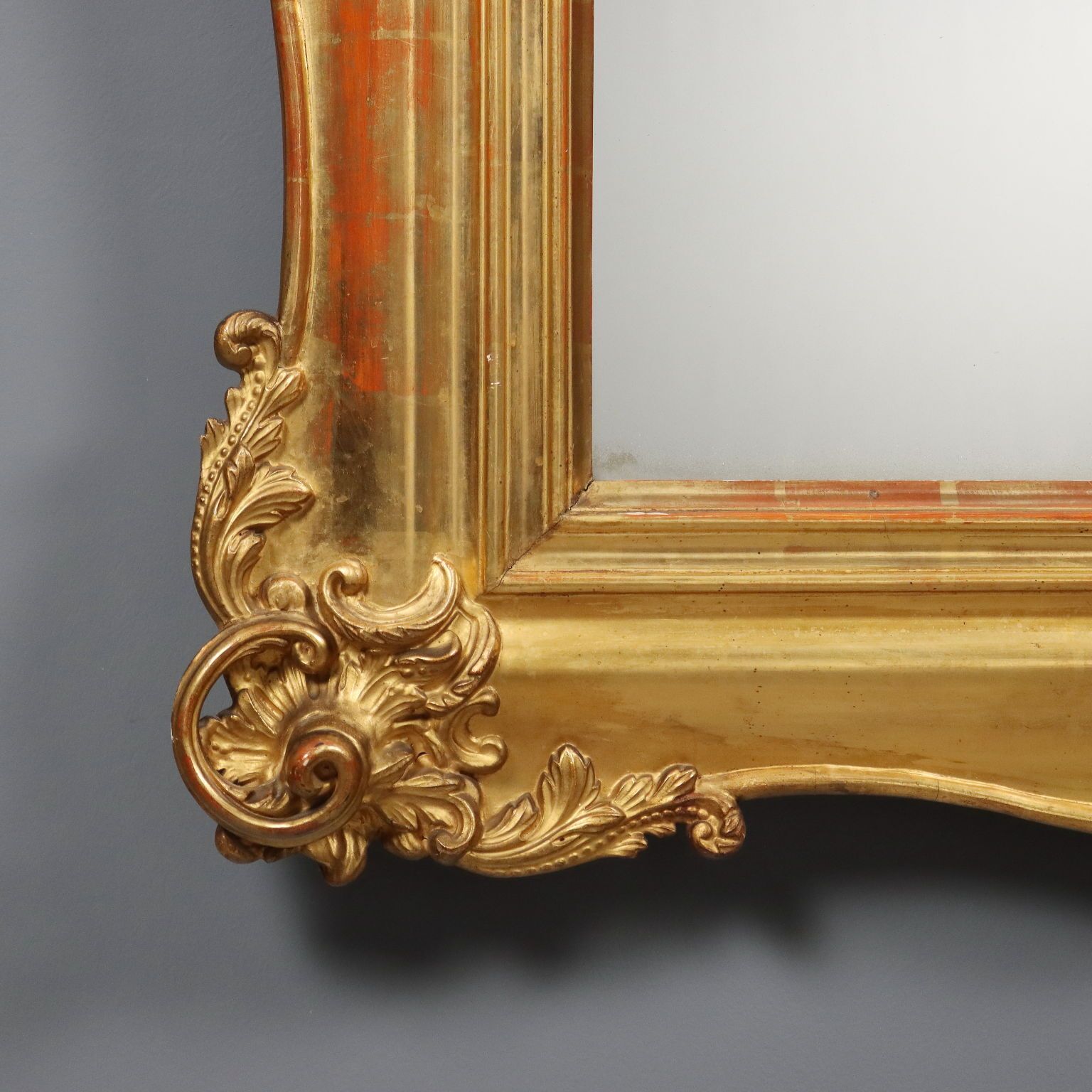 Antique Mirror Carved Gilded Wood Italy Late XIX Century photo vinterior