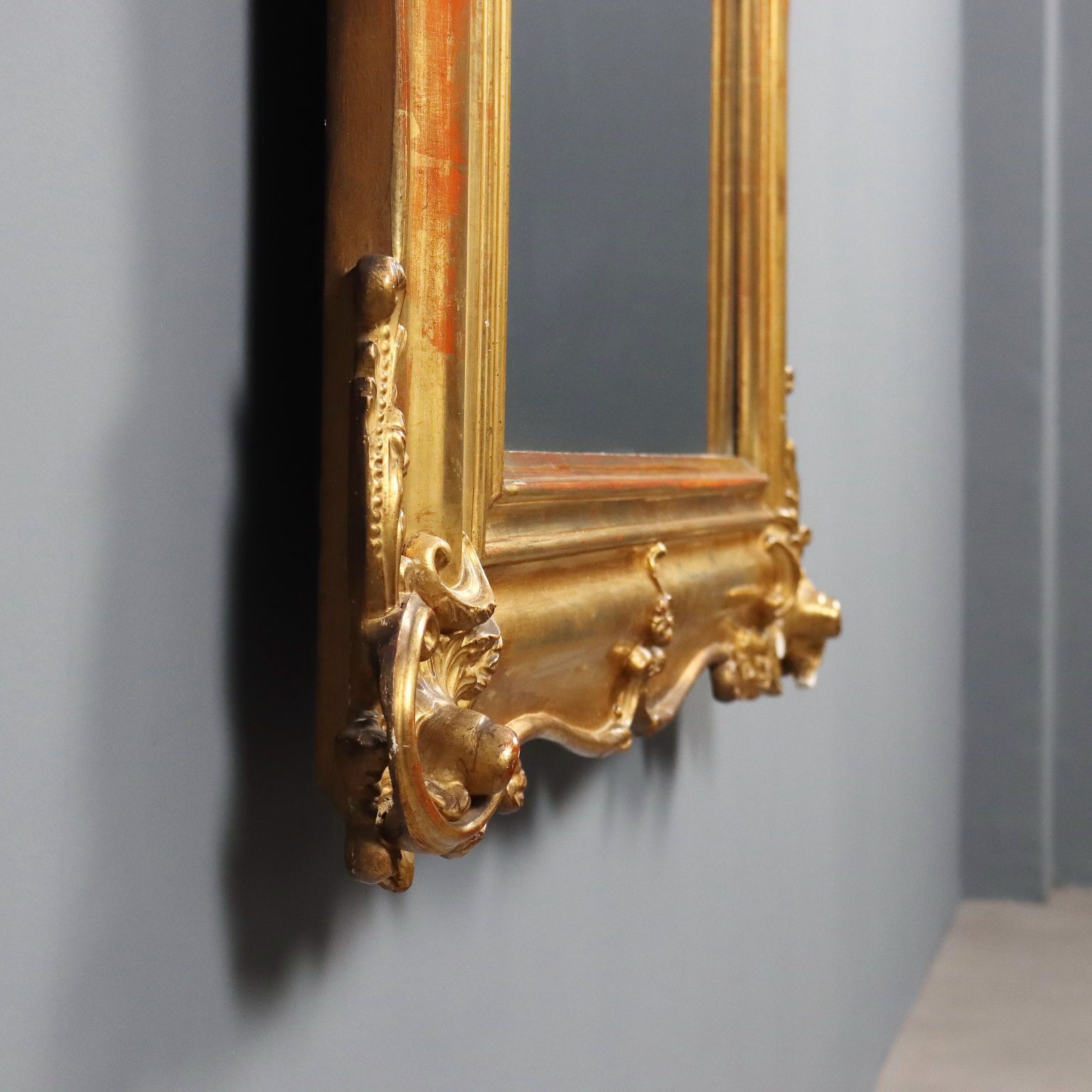 Home Decor Antique Mirror Carved Gilded Wood Italy Late XIX Century photo