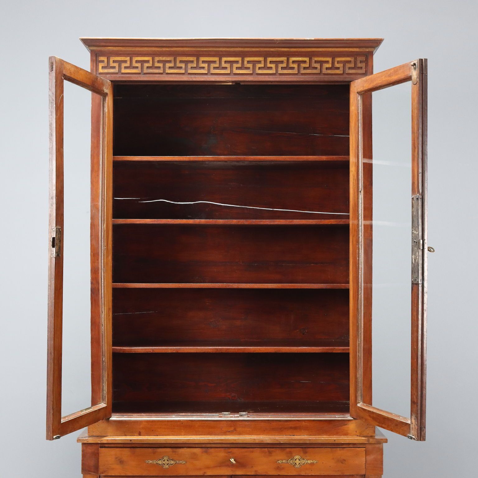 Antique Empire Display Cabinet Walnut Bronze Italy XIX Century photo for sale