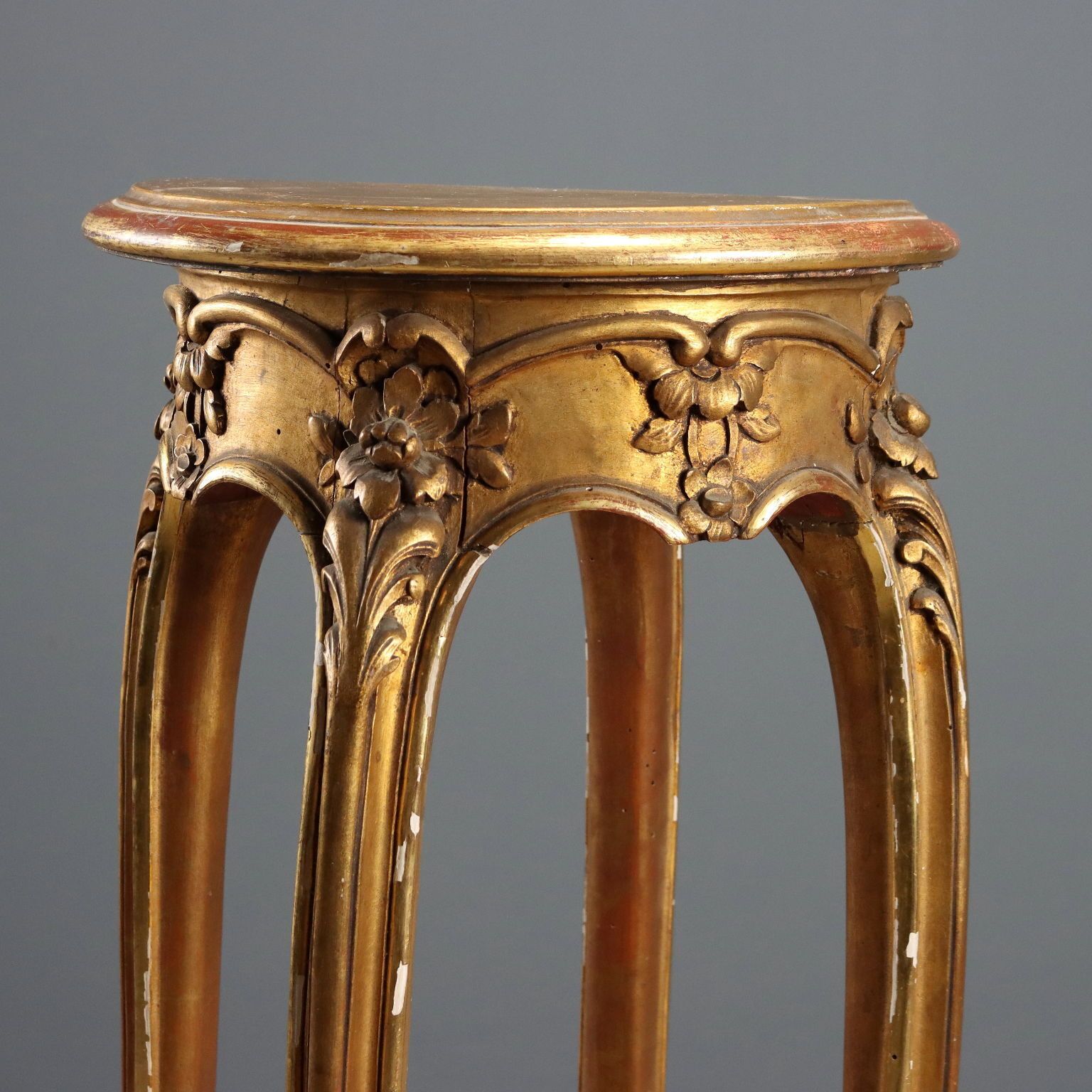 Antique Vase Holder Carved Gilded Wood Italy Late XIX Century photo for sale