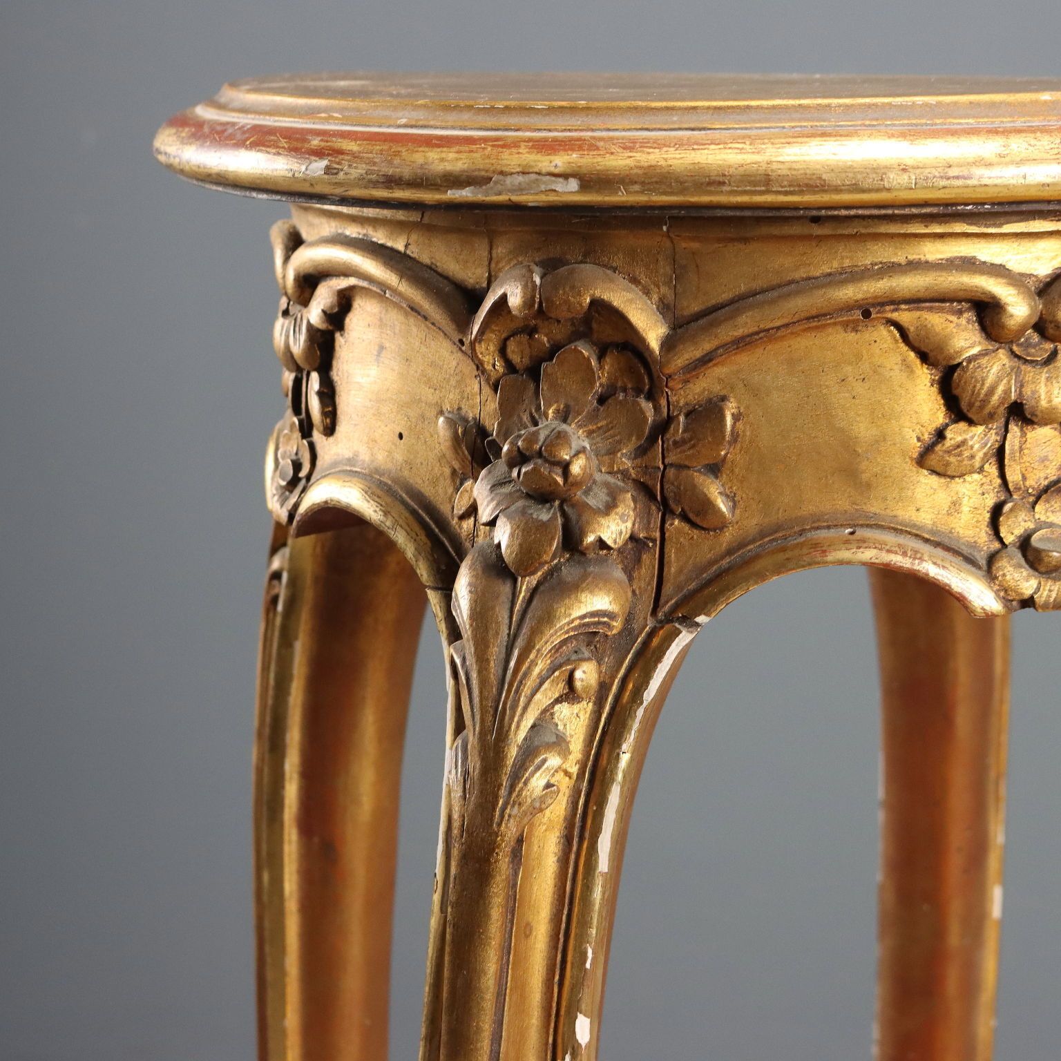 Antique Vase Holder Carved Gilded Wood Italy Late XIX Century photo 480.0