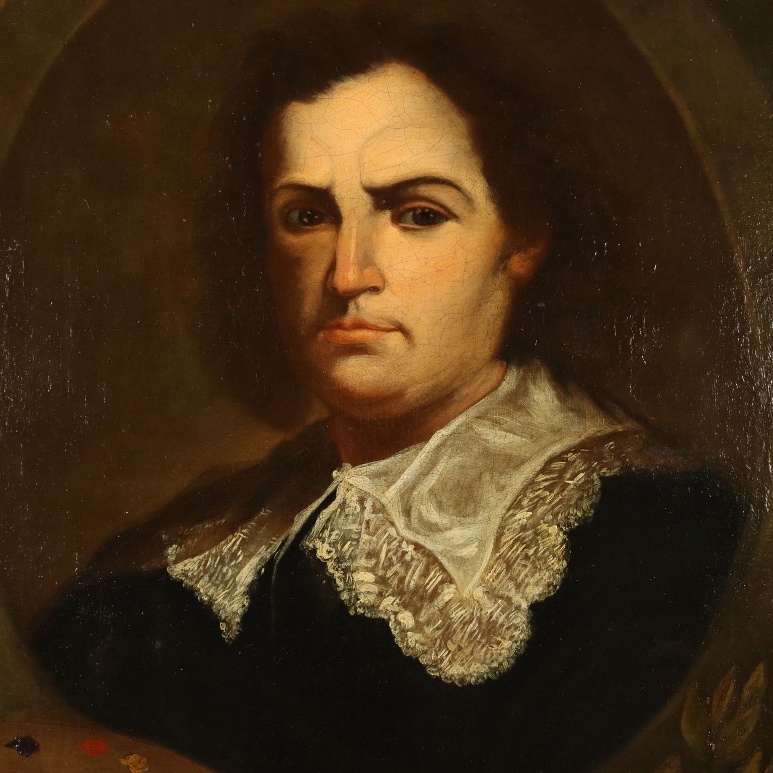 Antique Painting Portrait Of A Painter Oil On Canvas XVIII Century photo Art