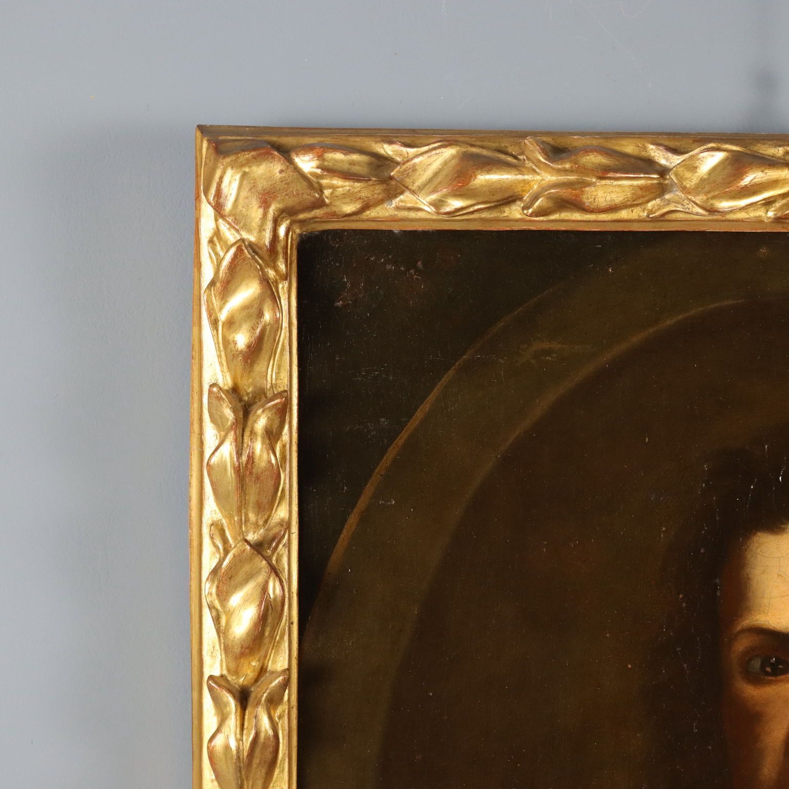 Antique Painting Portrait Of A Painter Oil On Canvas XVIII Century photo vintage