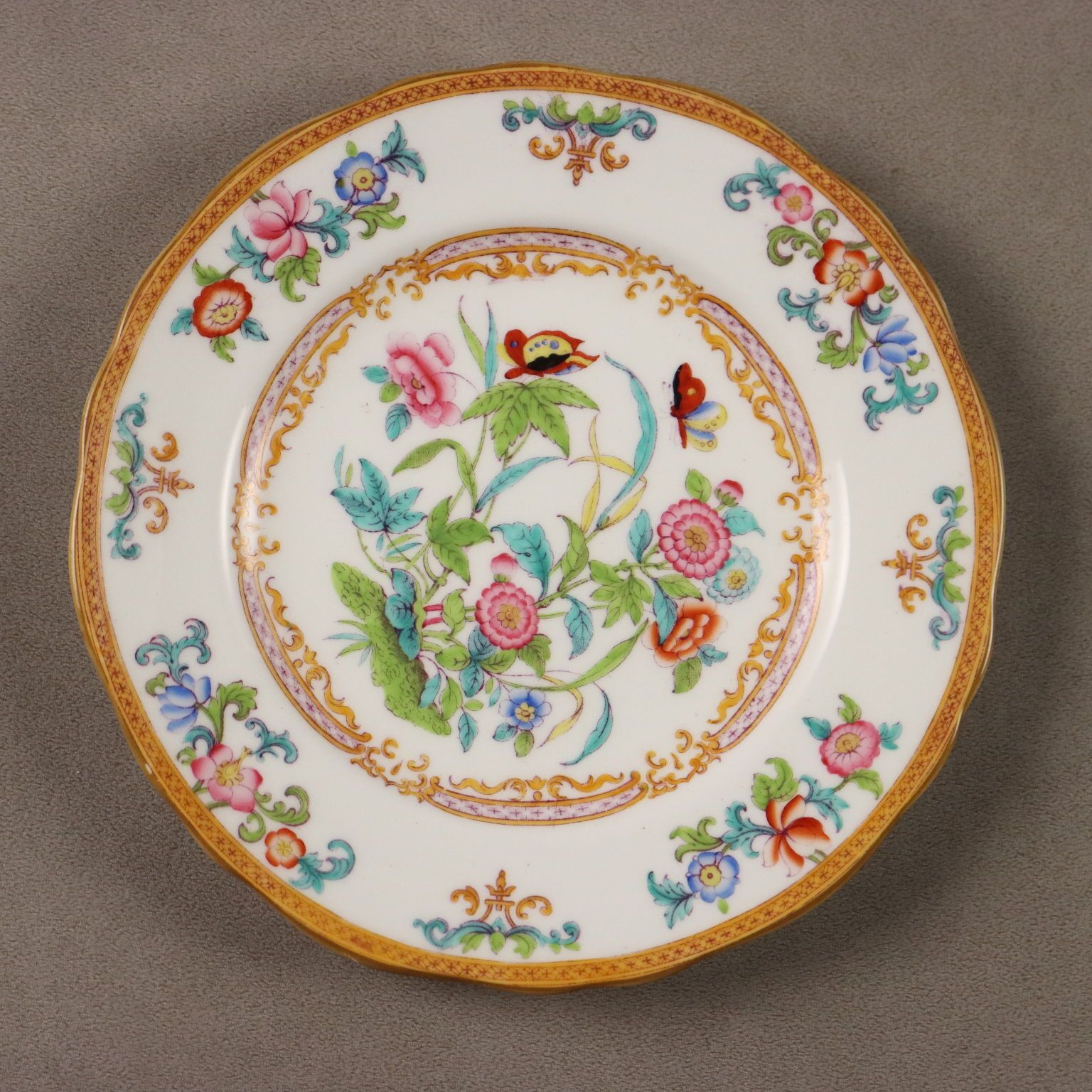 Antique Minton Porcelain Saucer Set England XIX Century photo 270.0