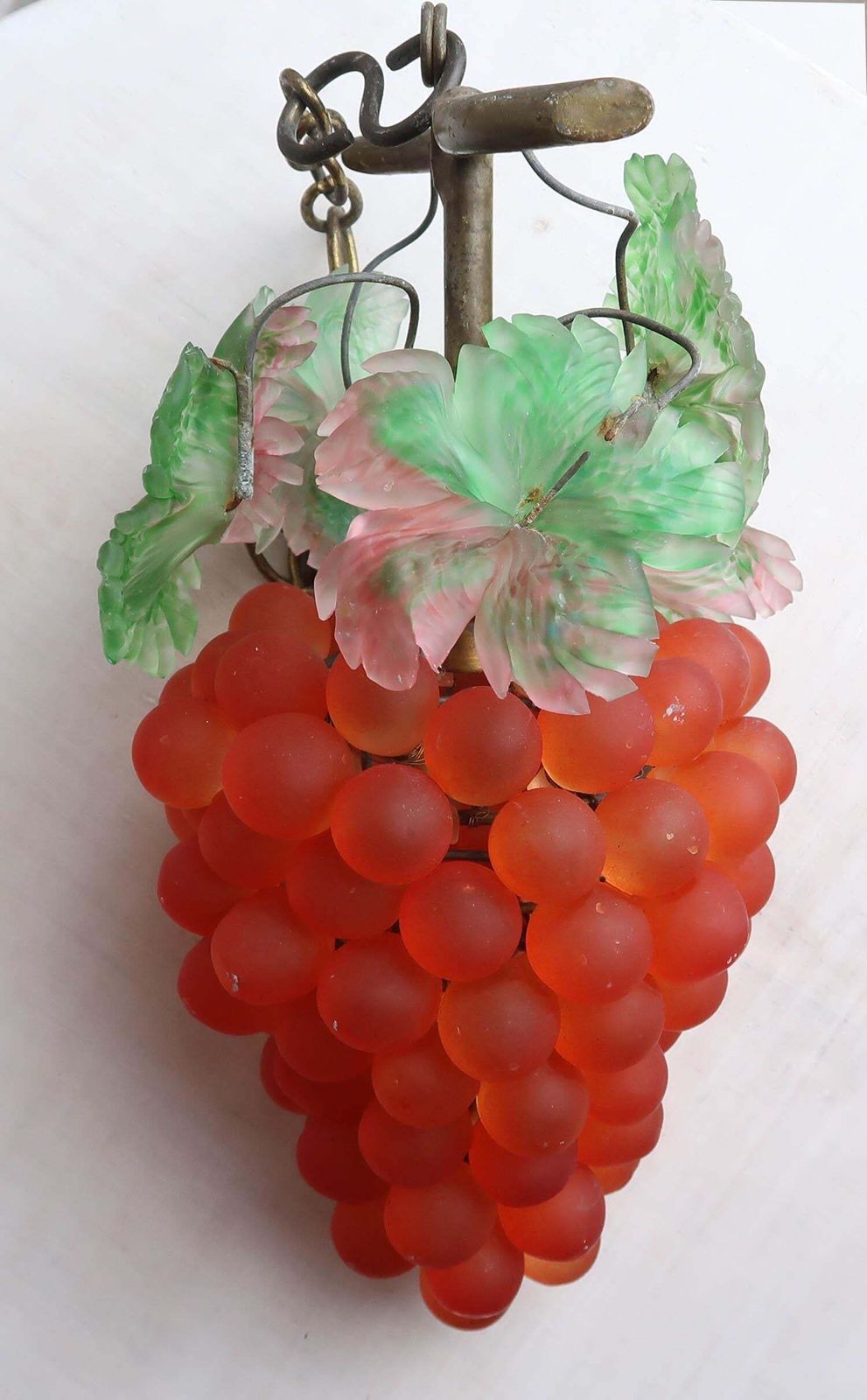 Vintage Bohemian Coloured Glass Bunch Of Grapes Light Fitting. C.1930 photo 450.0