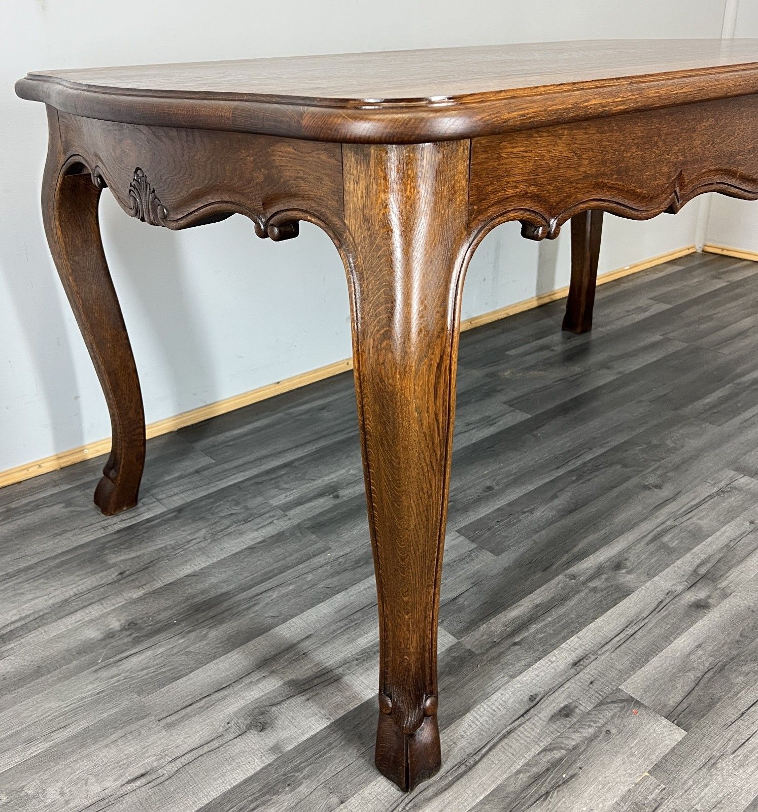 Dining Table Vintage French Carved Oak Solid Dining Table Lot 4753 photo for sale
