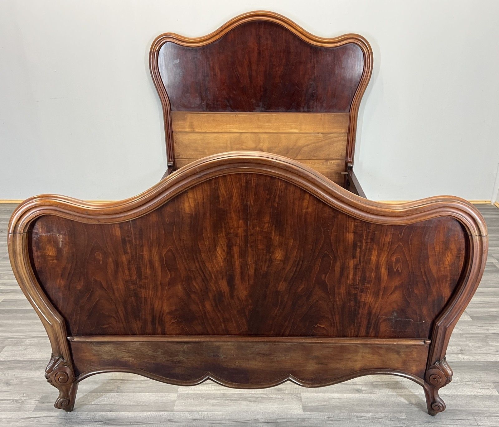 Bed Antique French Style Mahogany Double Bed Frame Carved Headboard Lot 4733 photo furniture