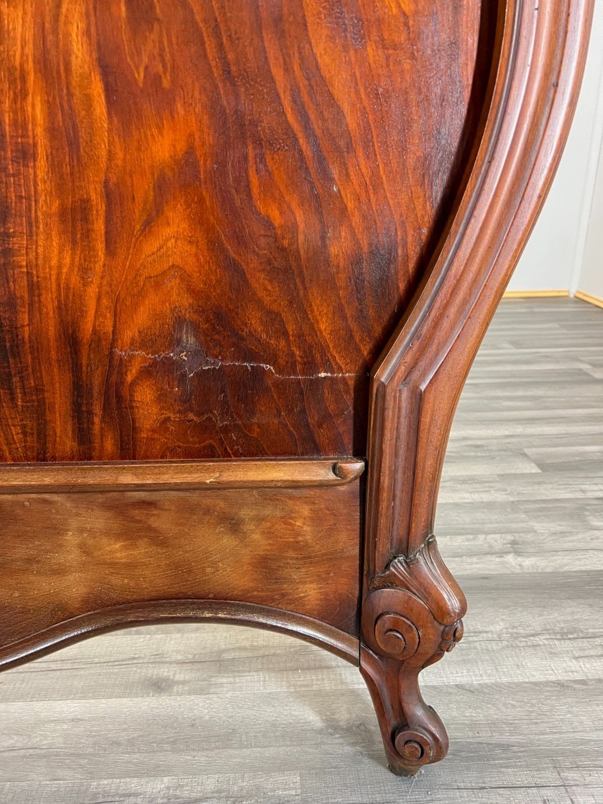 Bed Antique French Style Mahogany Double Bed Frame Carved Headboard Lot 4733 photo 349.0