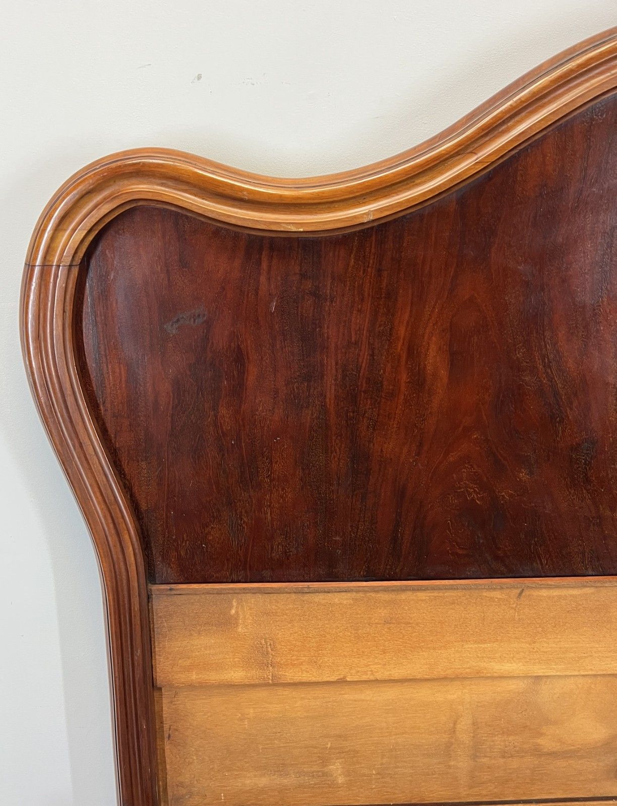 photo for sale Bed Antique French Style Mahogany Double Bed Frame Carved Headboard Lot 4733