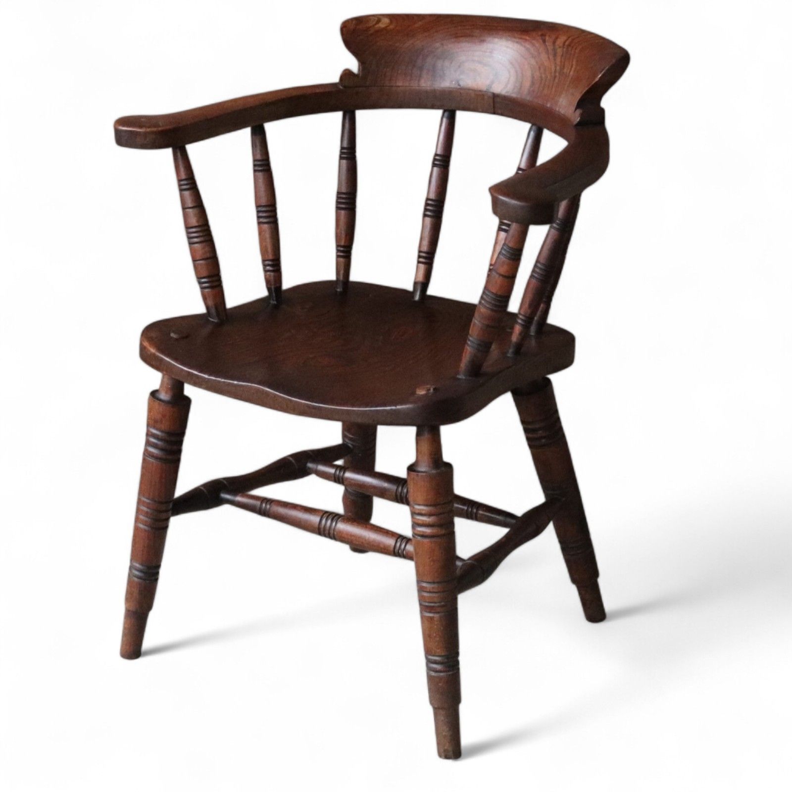 Victorian Smoker’s Bow Chair C.1880 Elm & Beech Captains Chair photo furniture