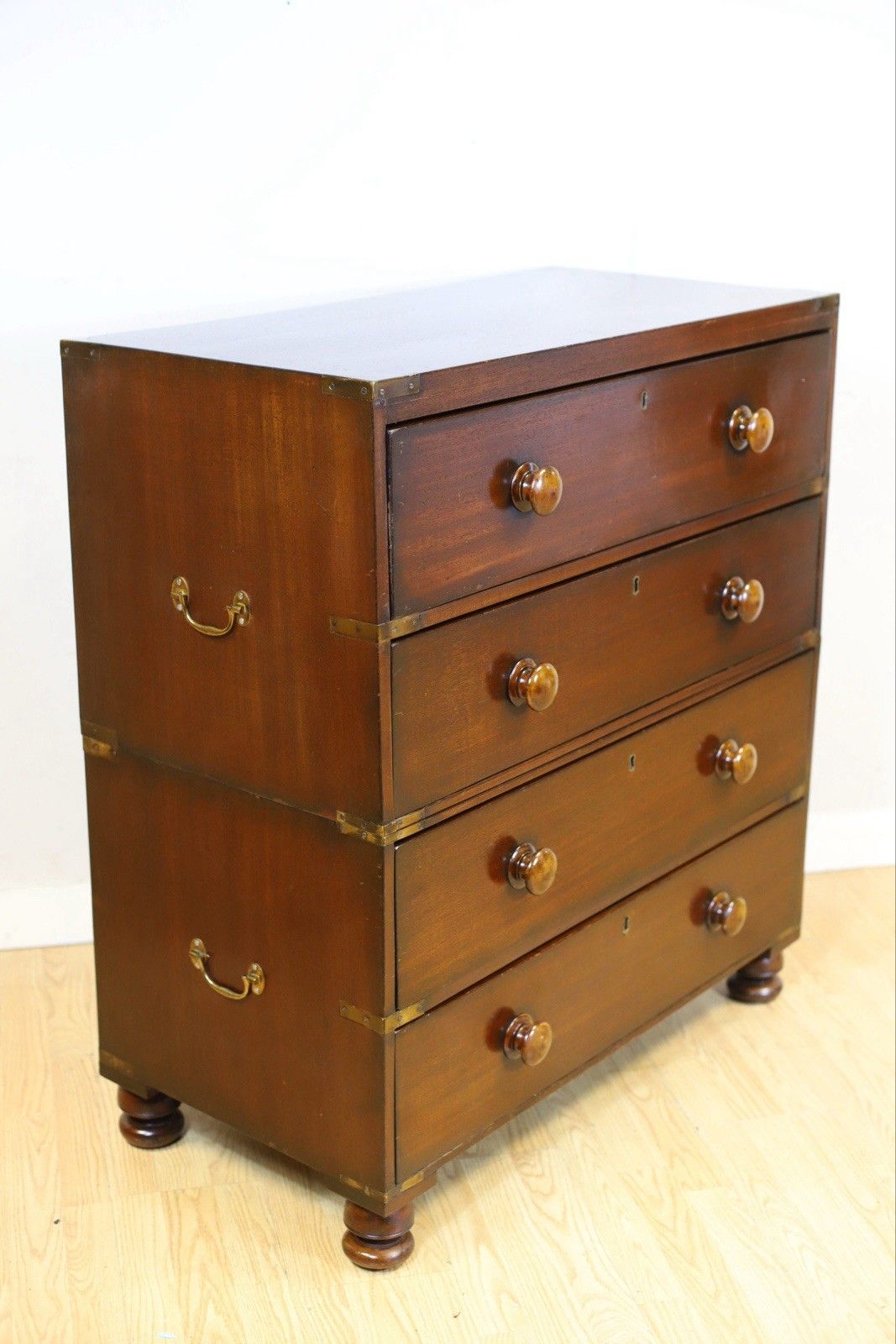 Antique Mahogany Military Campaign Chest Of Drawers photo for sale