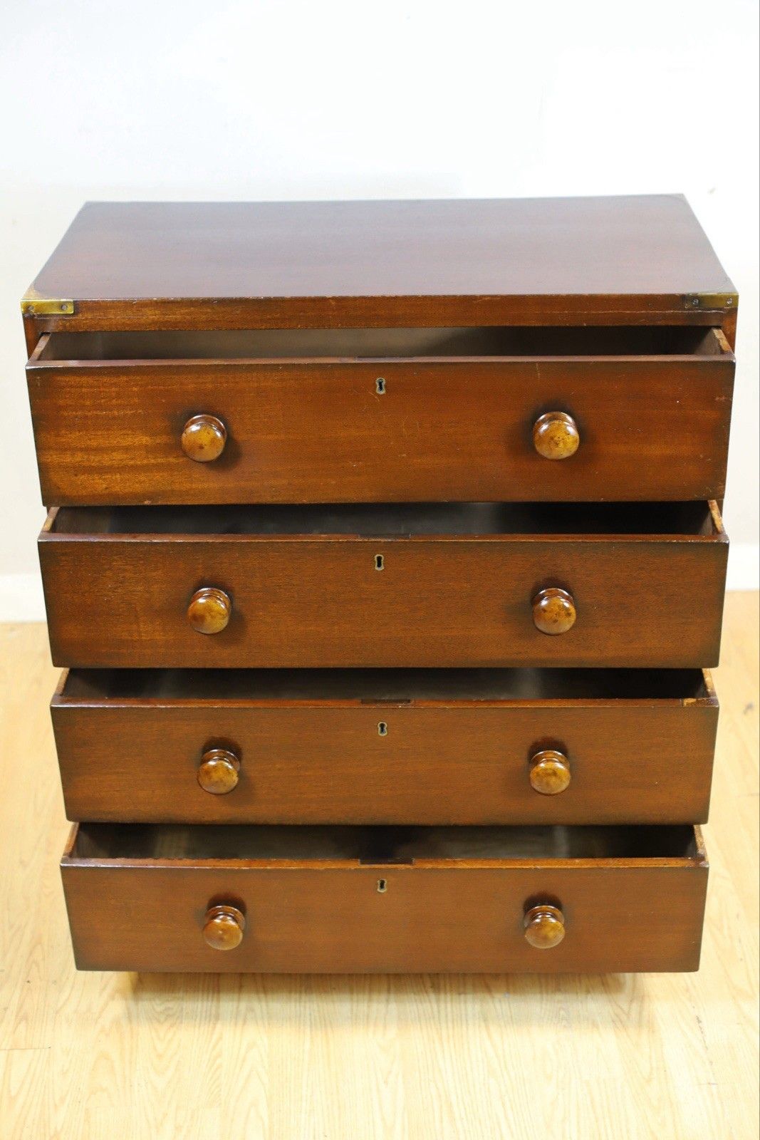 Antique Mahogany Military Campaign Chest Of Drawers photo vintage