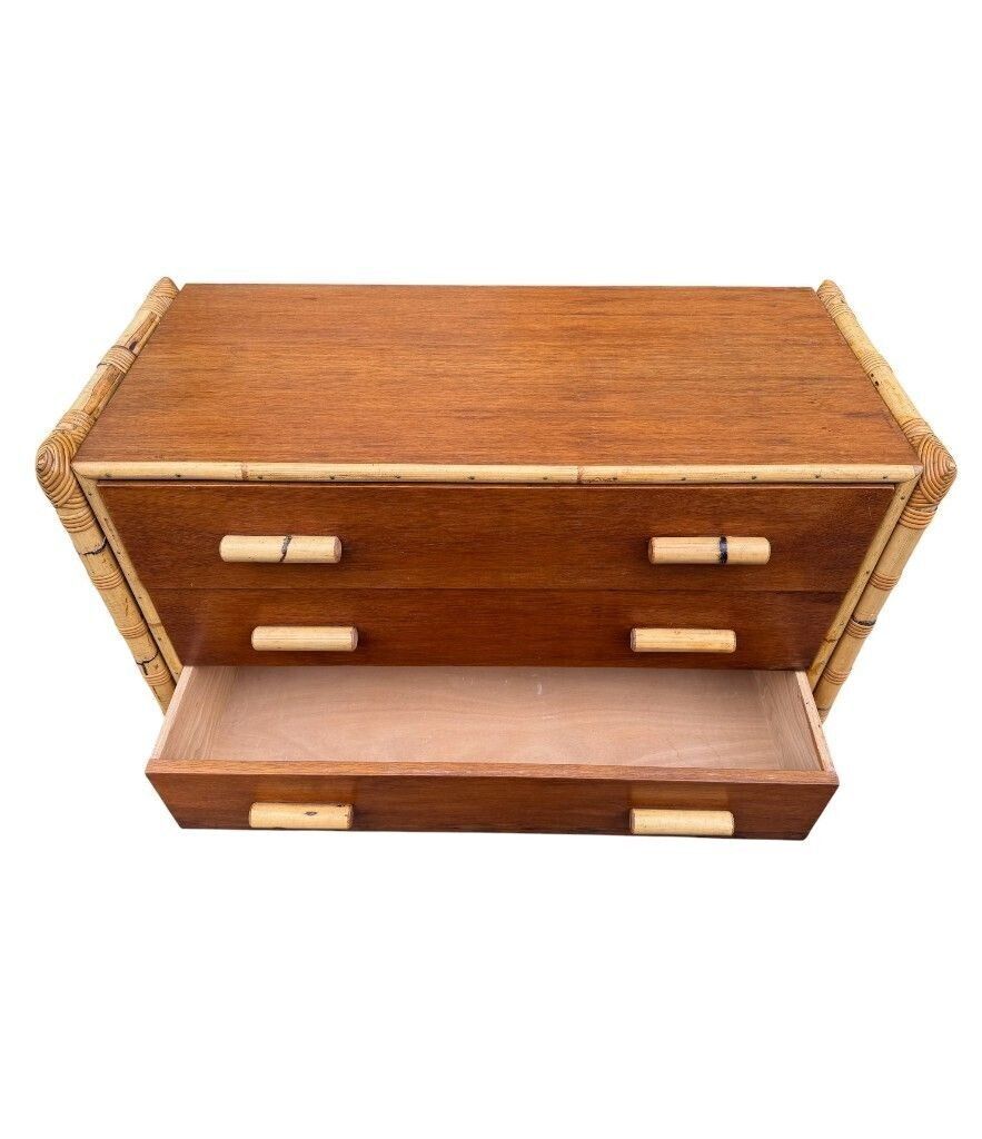 Furniture An Italian 1970s Bamboo And Beech Wood Chest Of Drawers photo